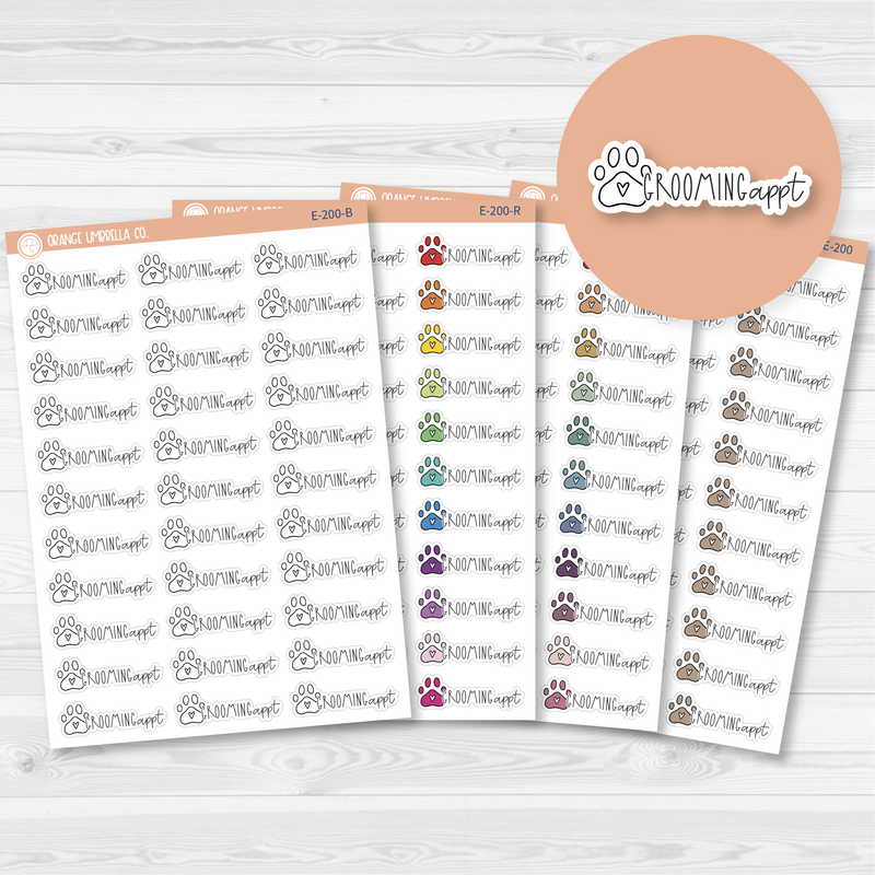 Grooming Appointment Icon Script Planner Stickers | FC12 | E-200