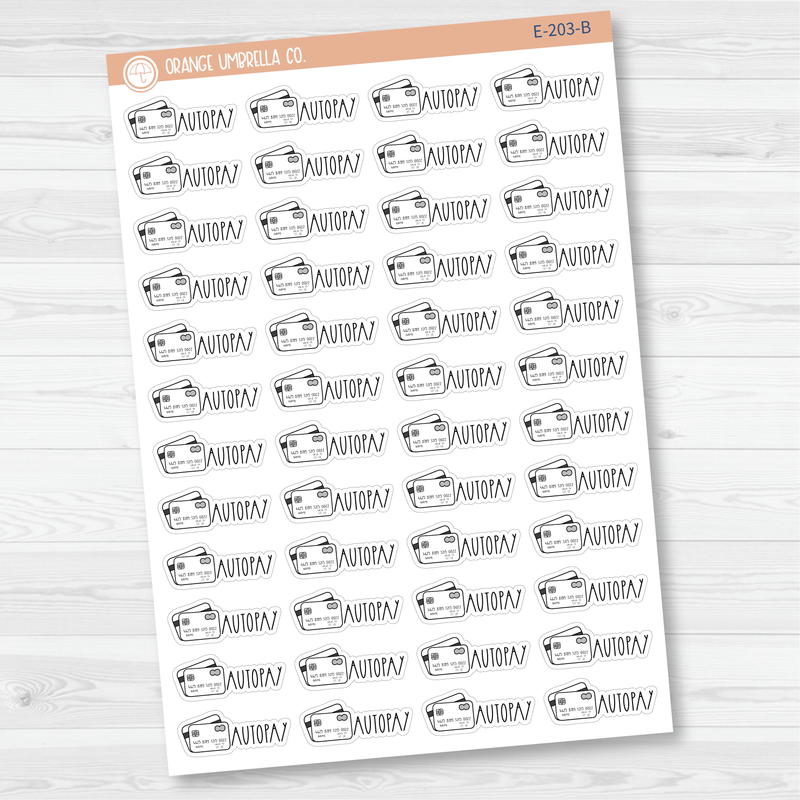 Autopay Credit Card Icon Script Planner Stickers | FC12 | E-203