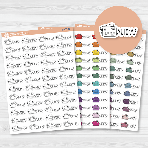 Autopay Credit Card Icon Script Planner Stickers | FC12 | E-203