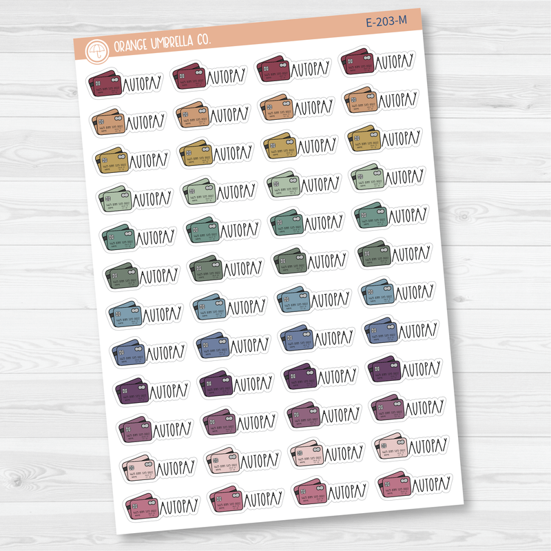 Autopay Credit Card Icon Script Planner Stickers | FC12 | E-203