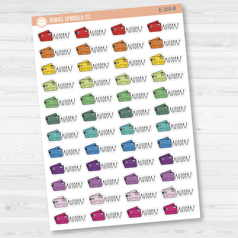 Autopay Credit Card Icon Script Planner Stickers | FC12 | E-203