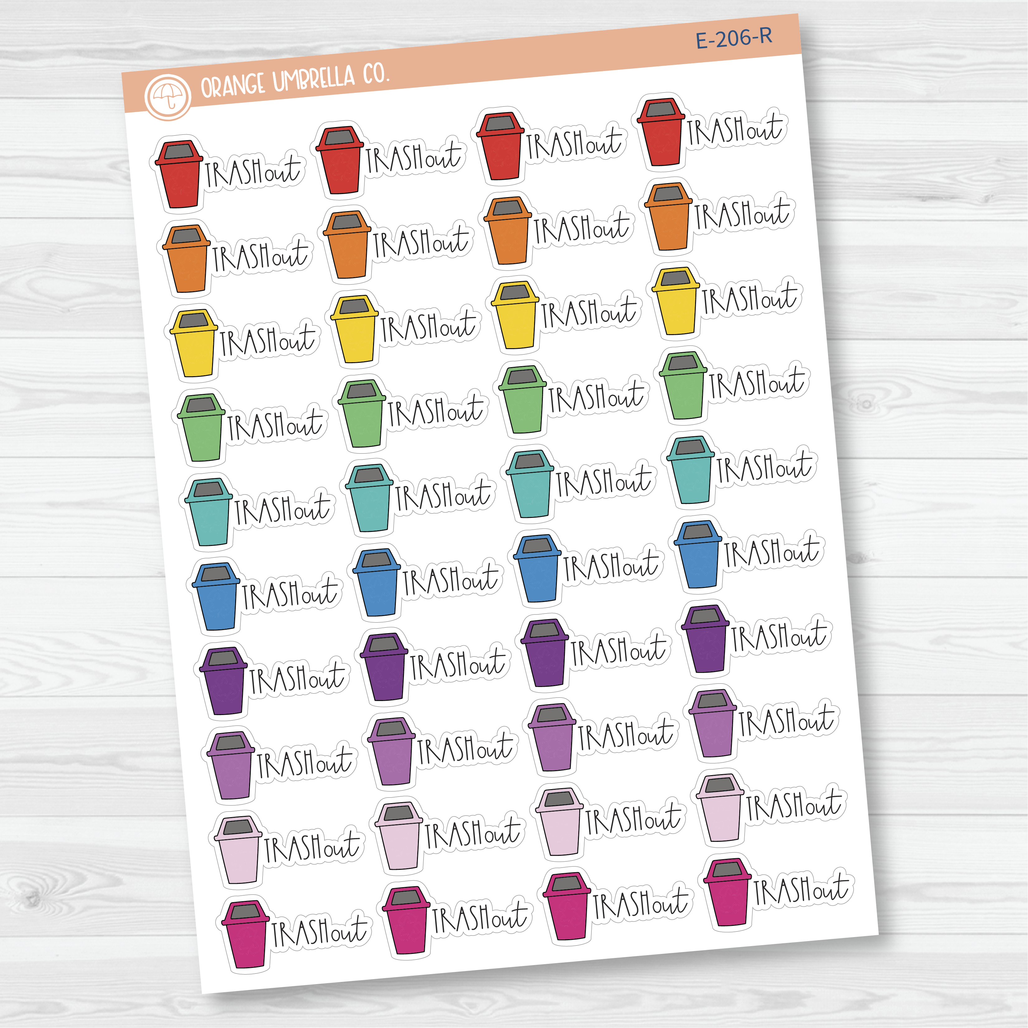 Trash Out Icon Script Planner Stickers | FC12 | E-206