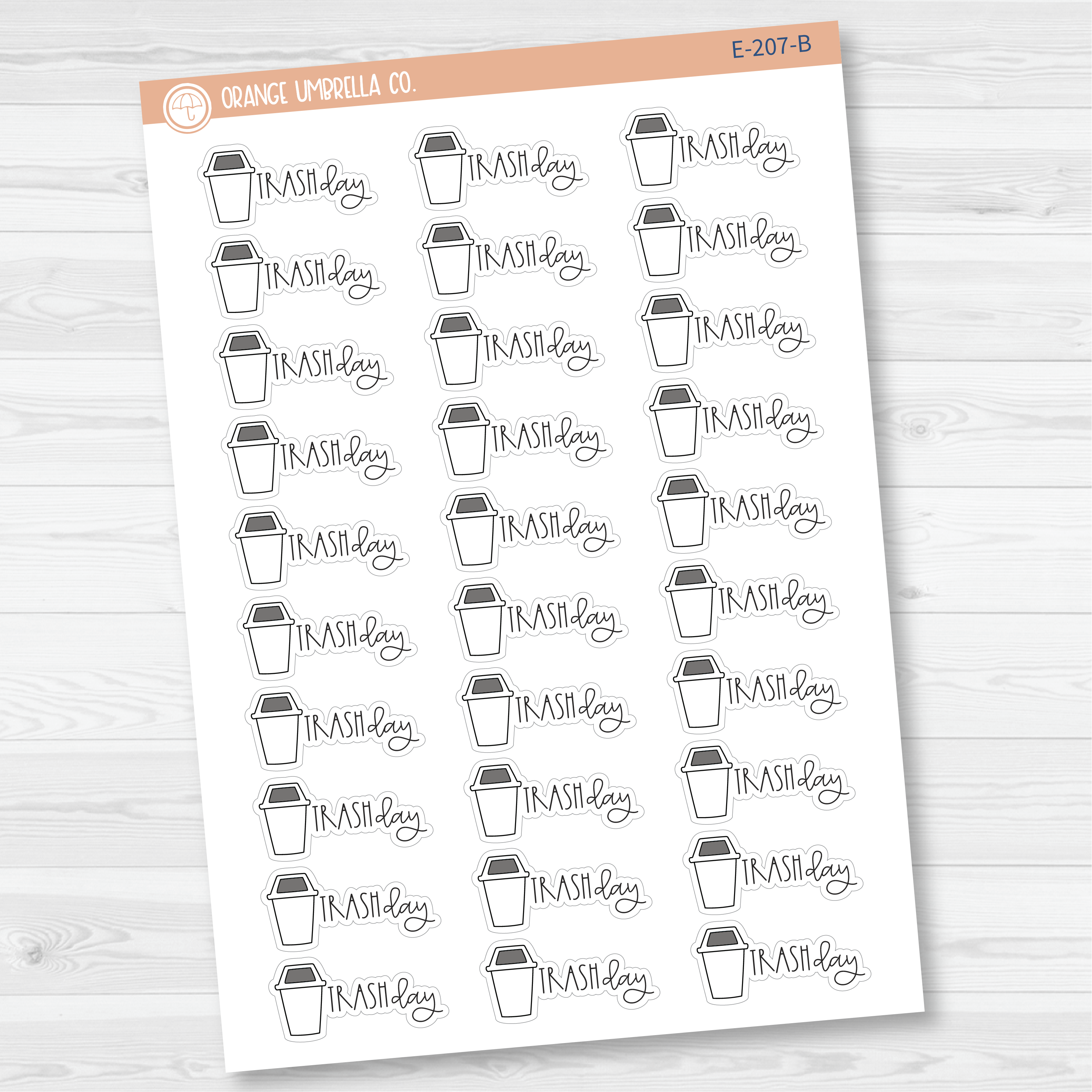 Trash Day Icon Script Planner Stickers | FC12 | E-207