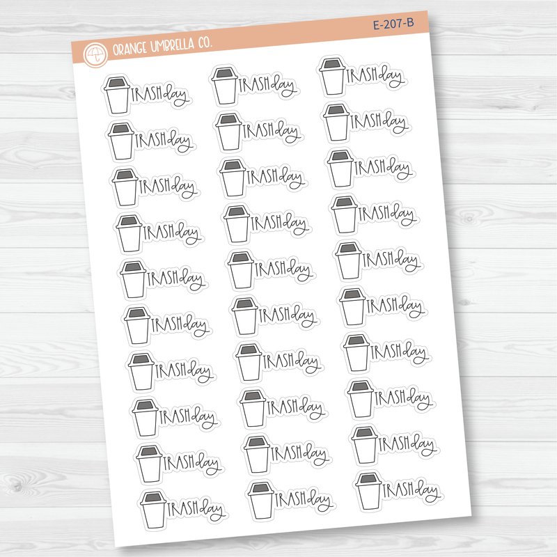 Trash Day Icon Script Planner Stickers | FC12 | E-207