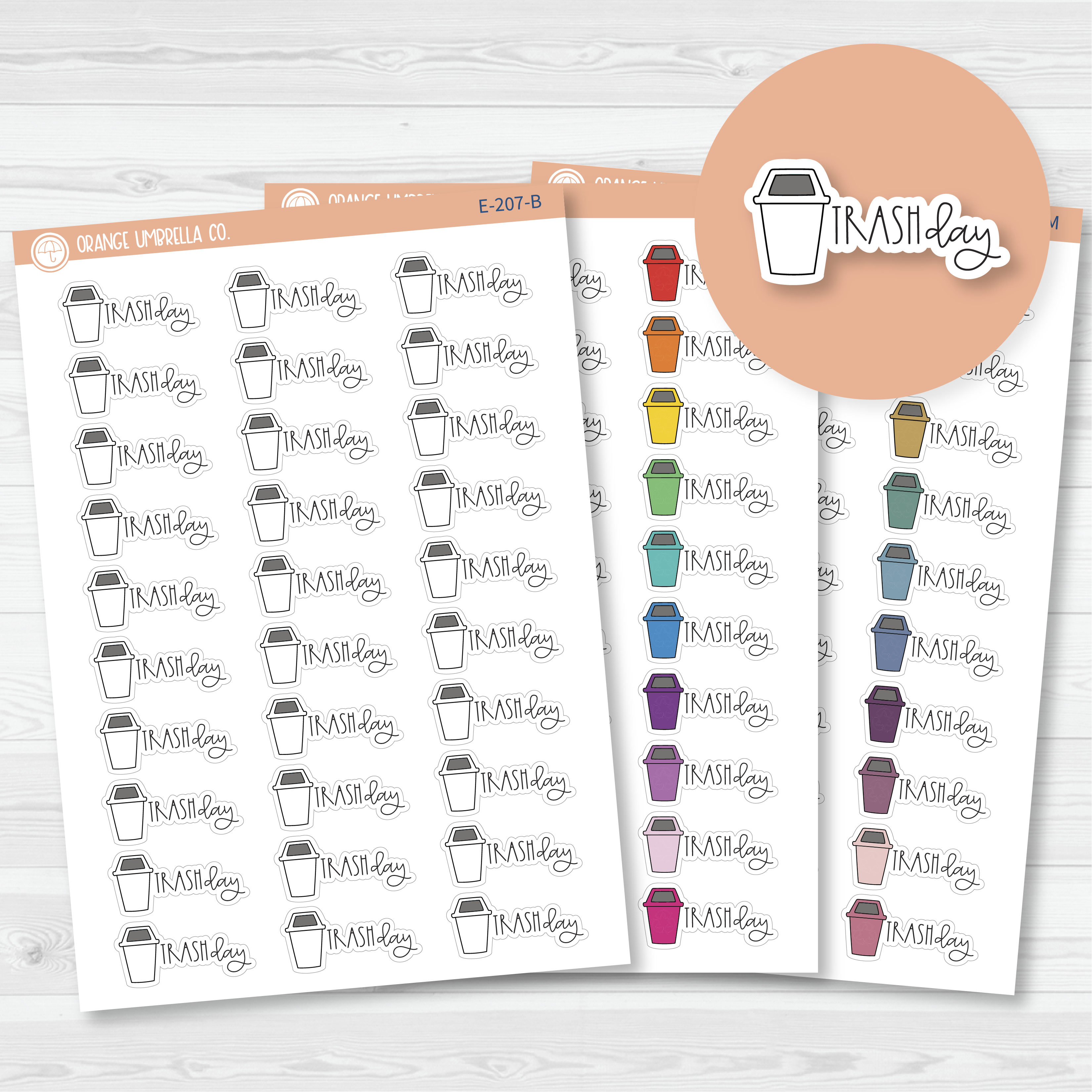 Trash Day Icon Script Planner Stickers | FC12 | E-207