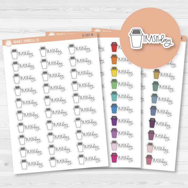 Trash Day Icon Script Planner Stickers | FC12 | E-207