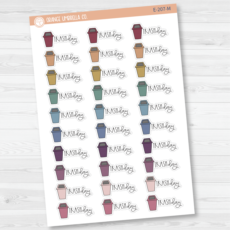 Trash Day Icon Script Planner Stickers | FC12 | E-207