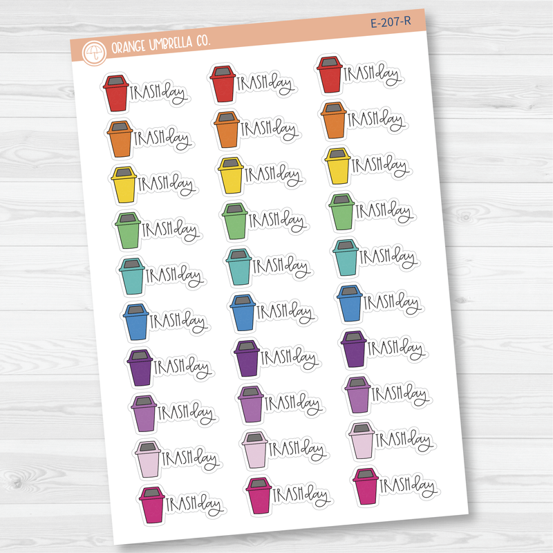 Trash Day Icon Script Planner Stickers | FC12 | E-207