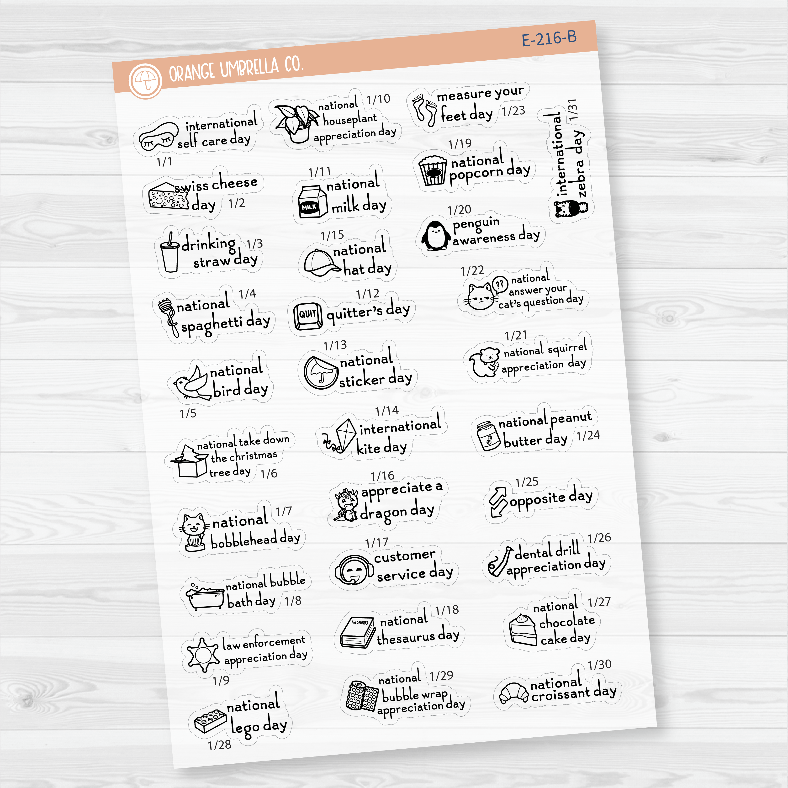 January Wacky Mini Holidays Script Planner Stickers | F16 | E-216