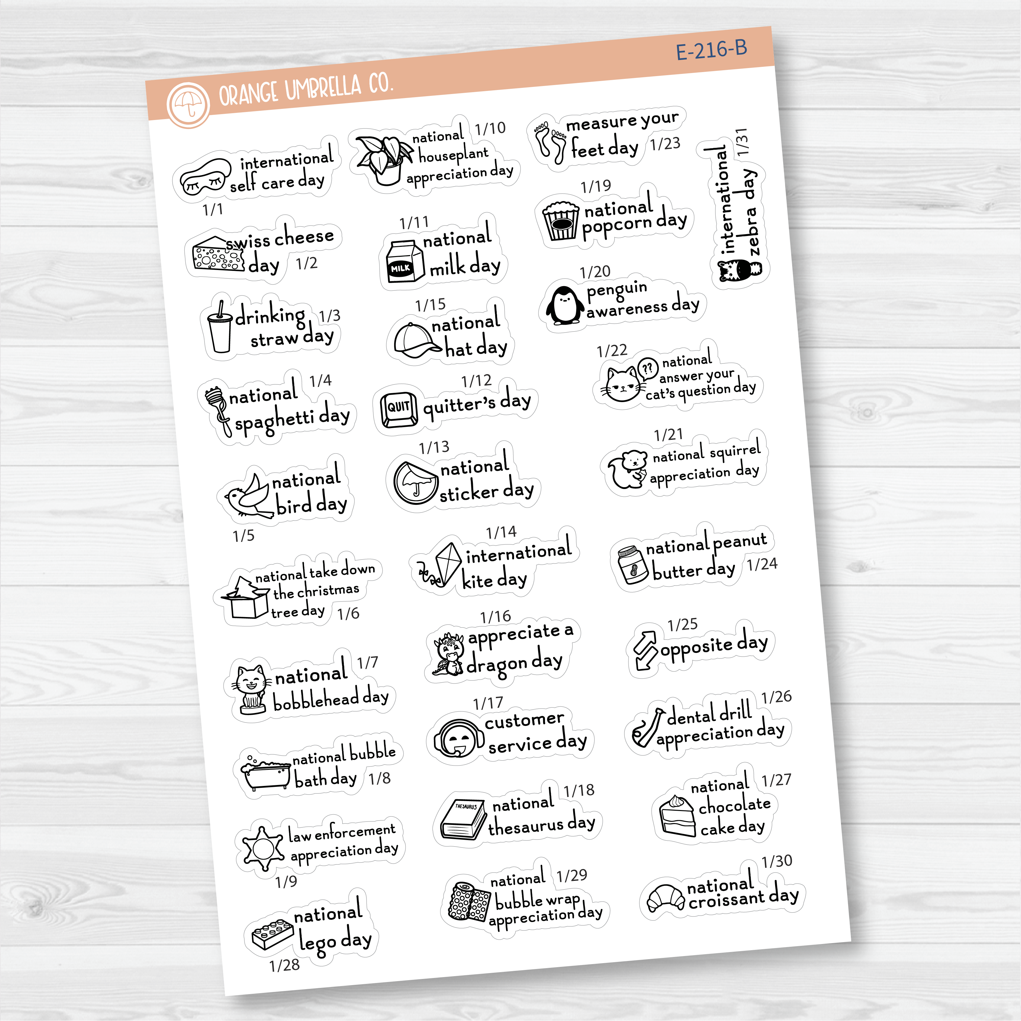 January Wacky Mini Holidays Script Planner Stickers | F16 | E-216