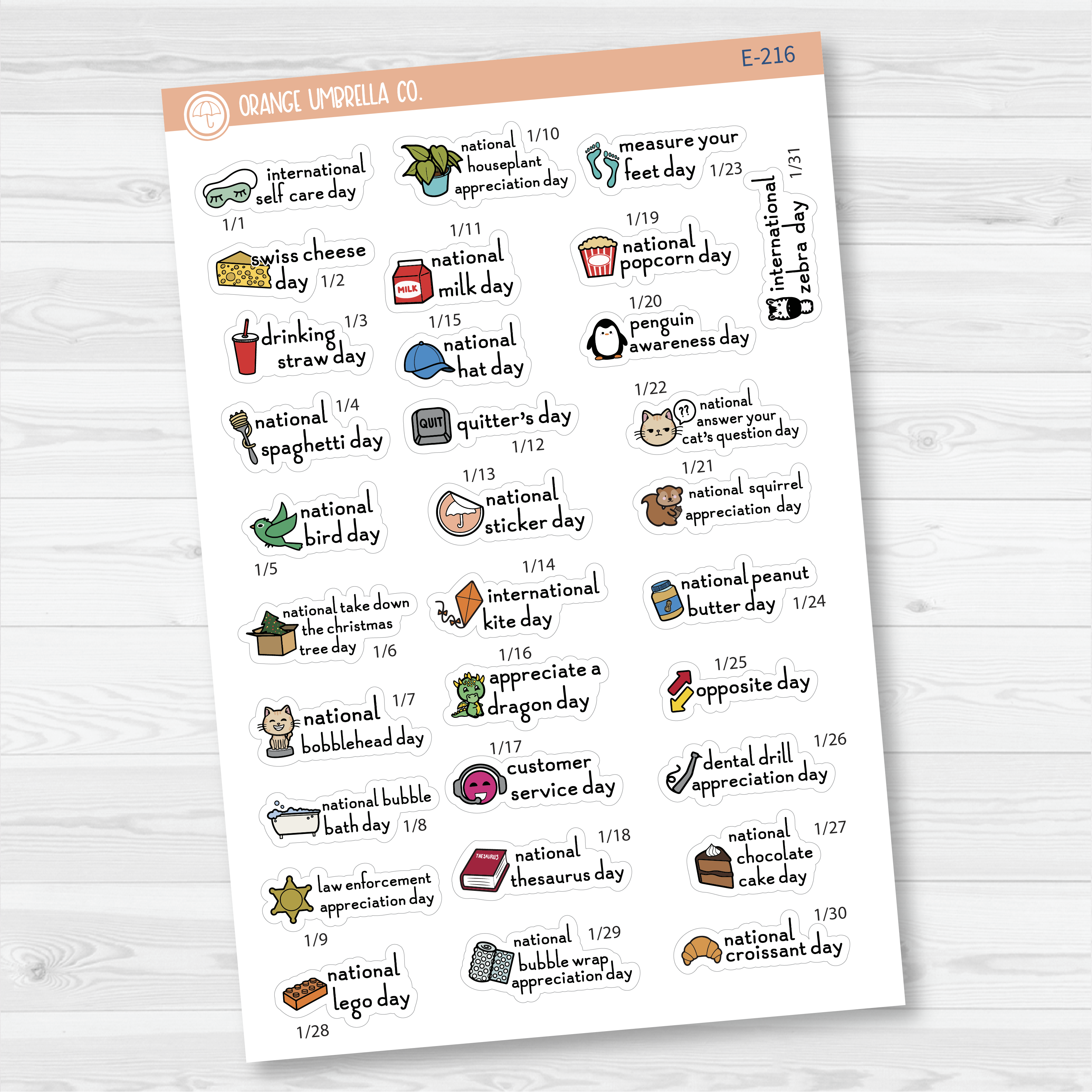 January Wacky Mini Holidays Script Planner Stickers | F16 | E-216
