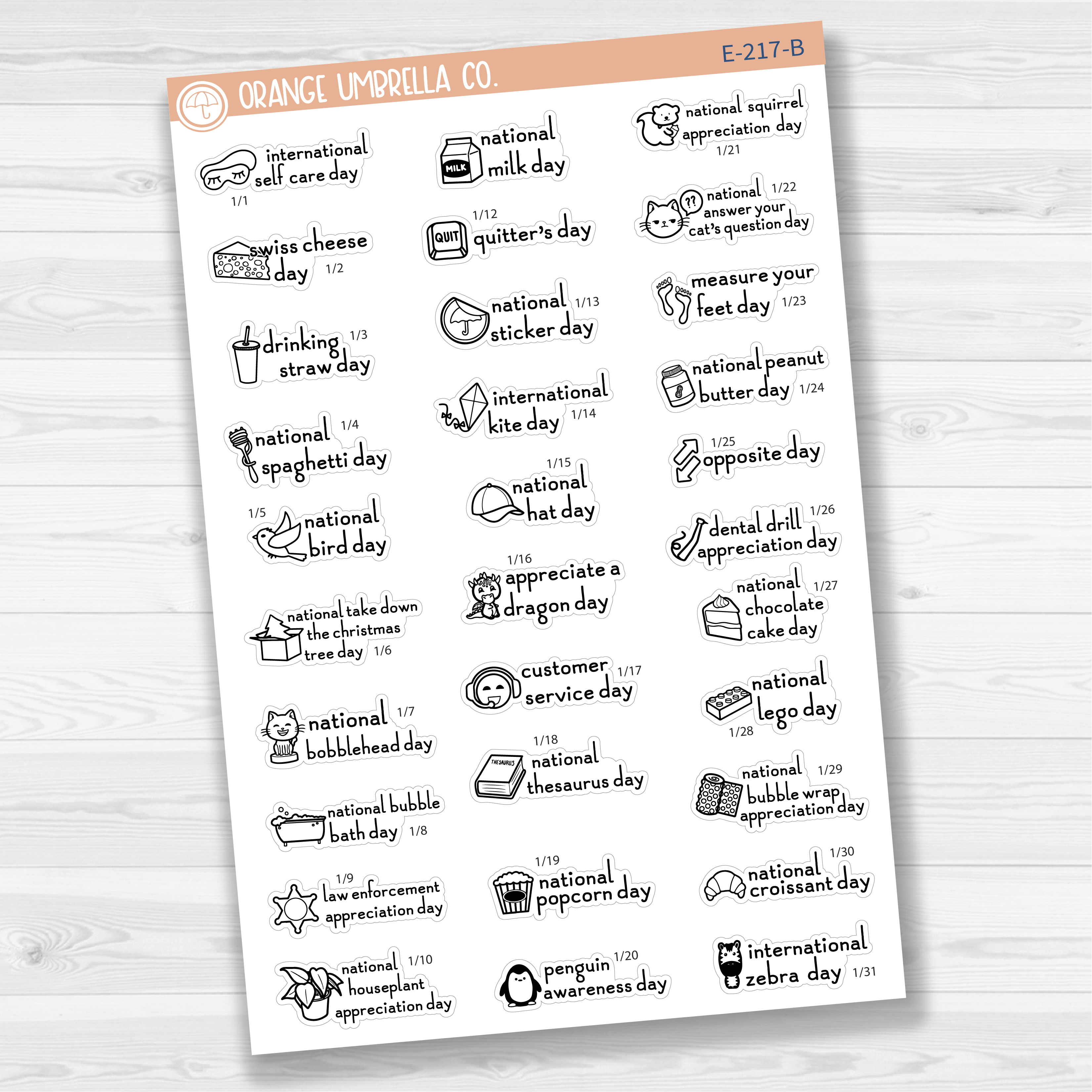 January Wacky Holidays Script Planner Stickers | F16 | E-217