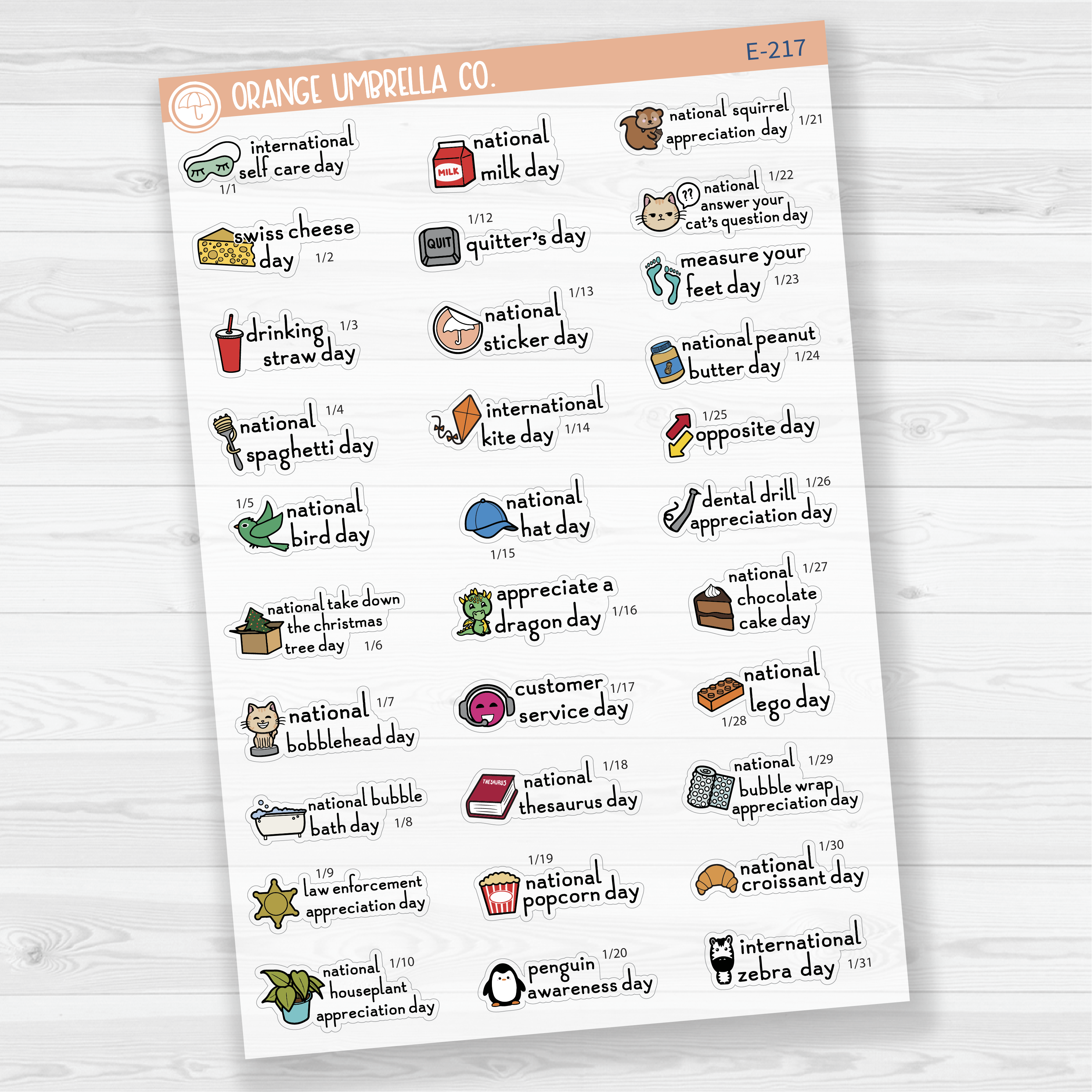 January Wacky Holidays Script Planner Stickers | F16 | E-217