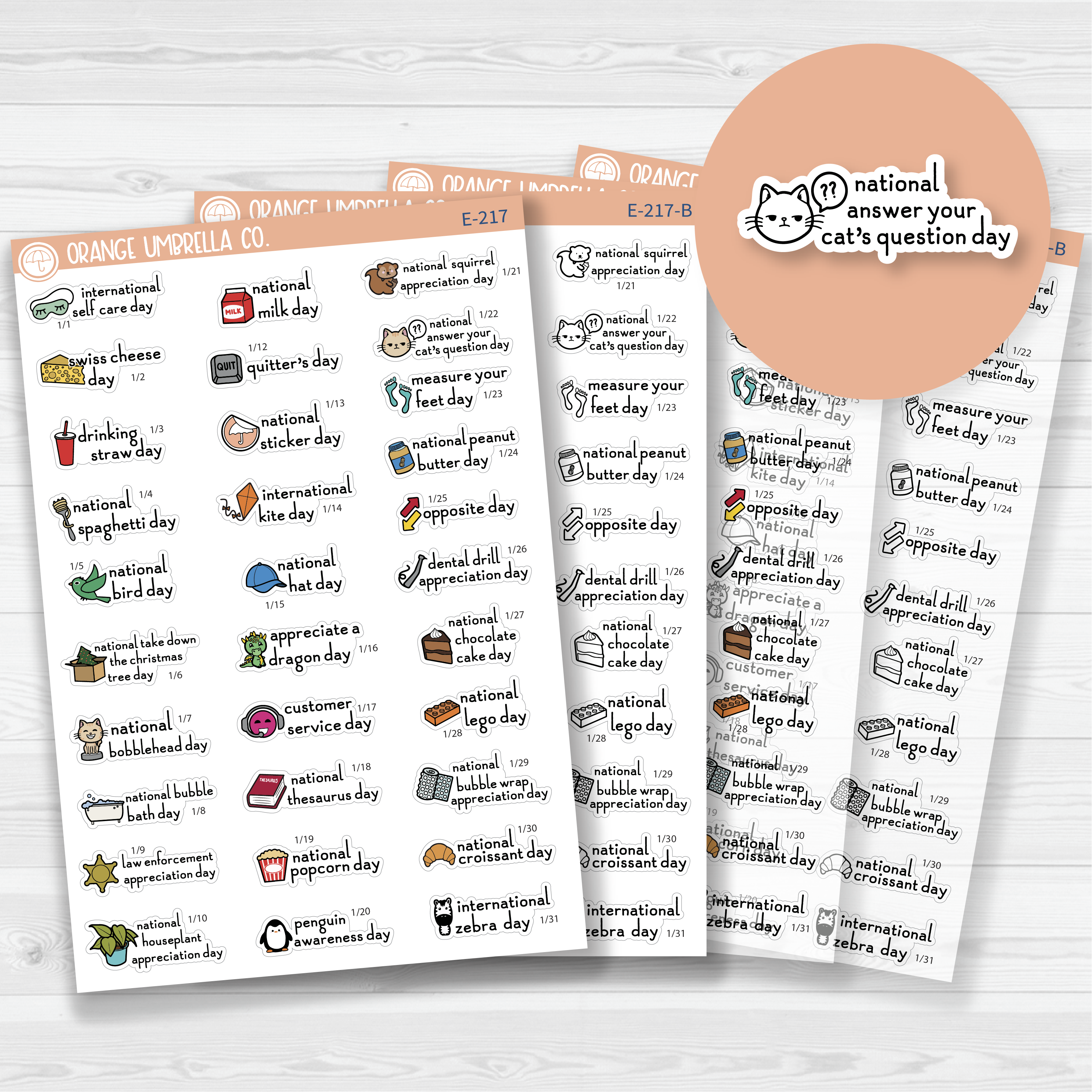 January Wacky Holidays Script Planner Stickers | F16 | E-217