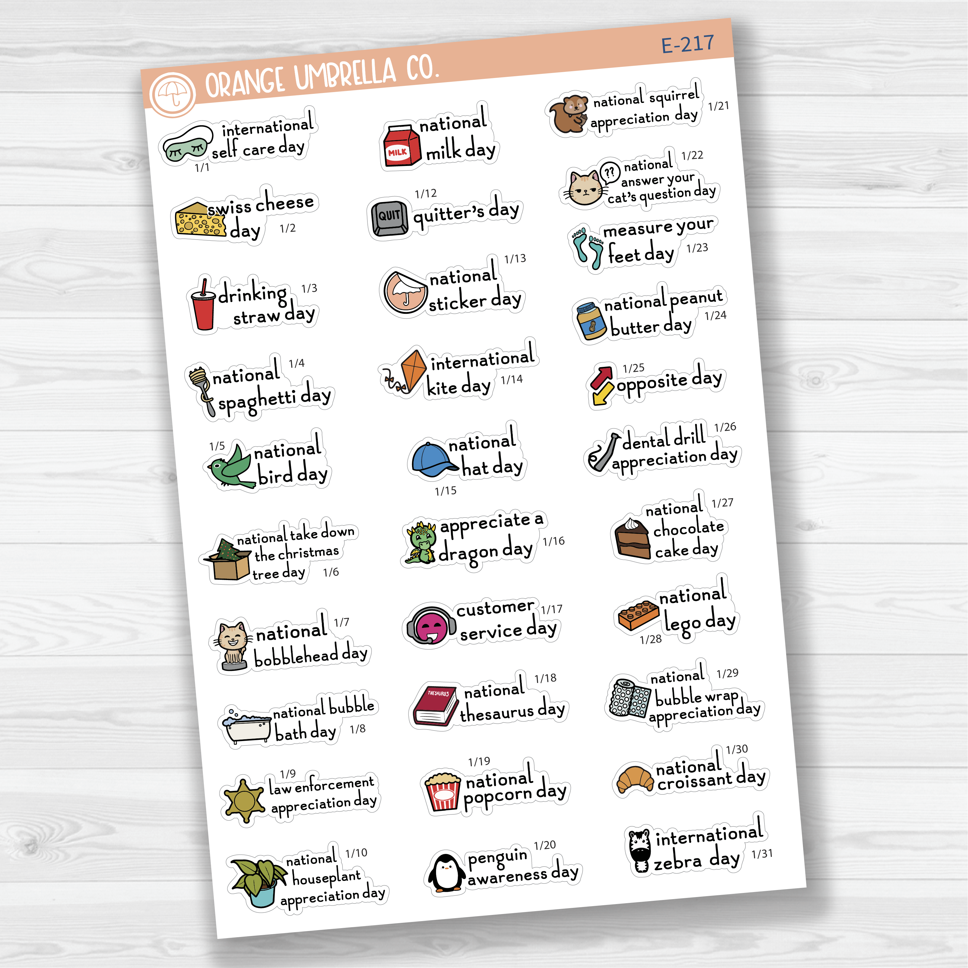 January Wacky Holidays Script Planner Stickers | F16 | E-217