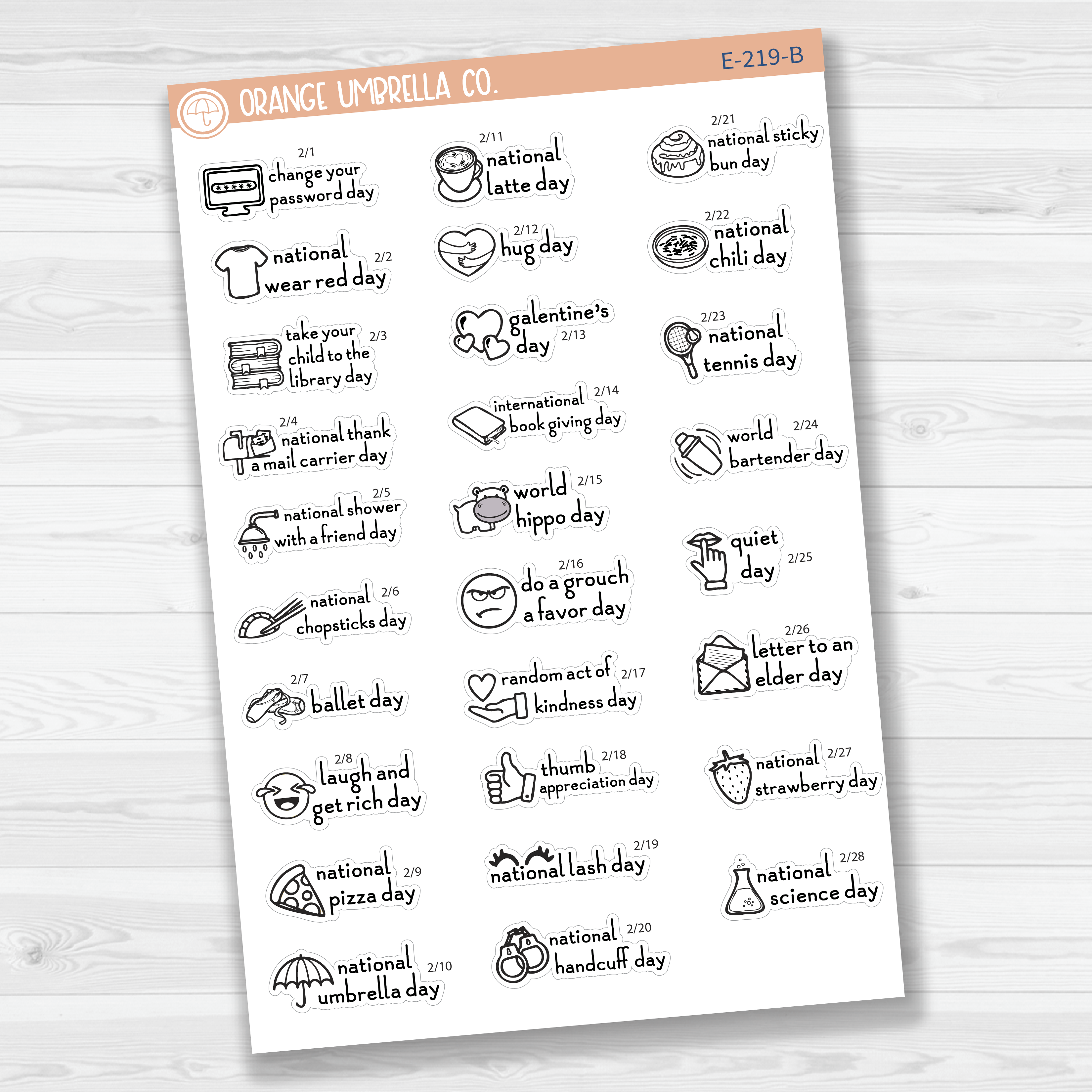 February Wacky Holidays Script Planner Stickers | F16 | E-219