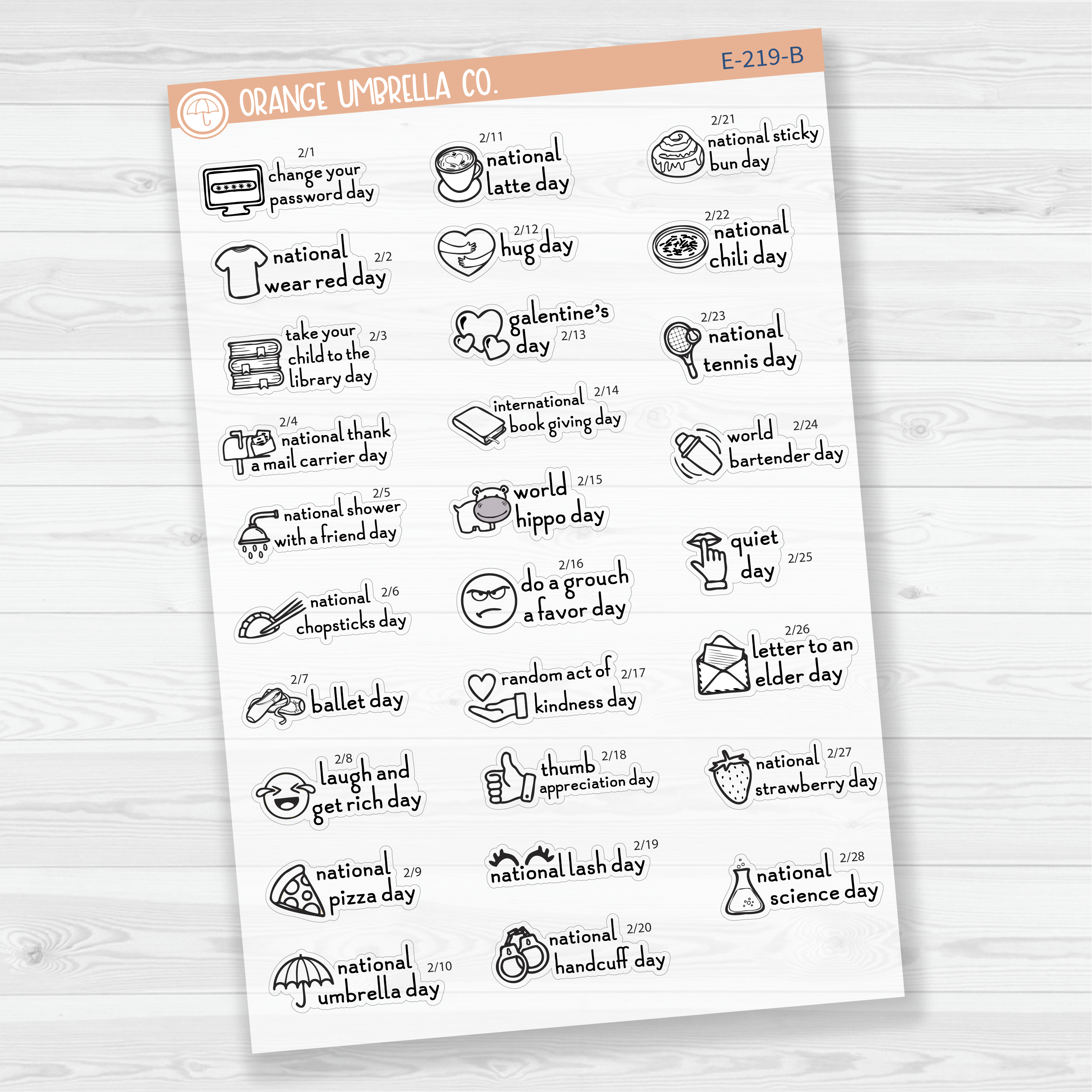 February Wacky Holidays Script Planner Stickers | F16 | E-219