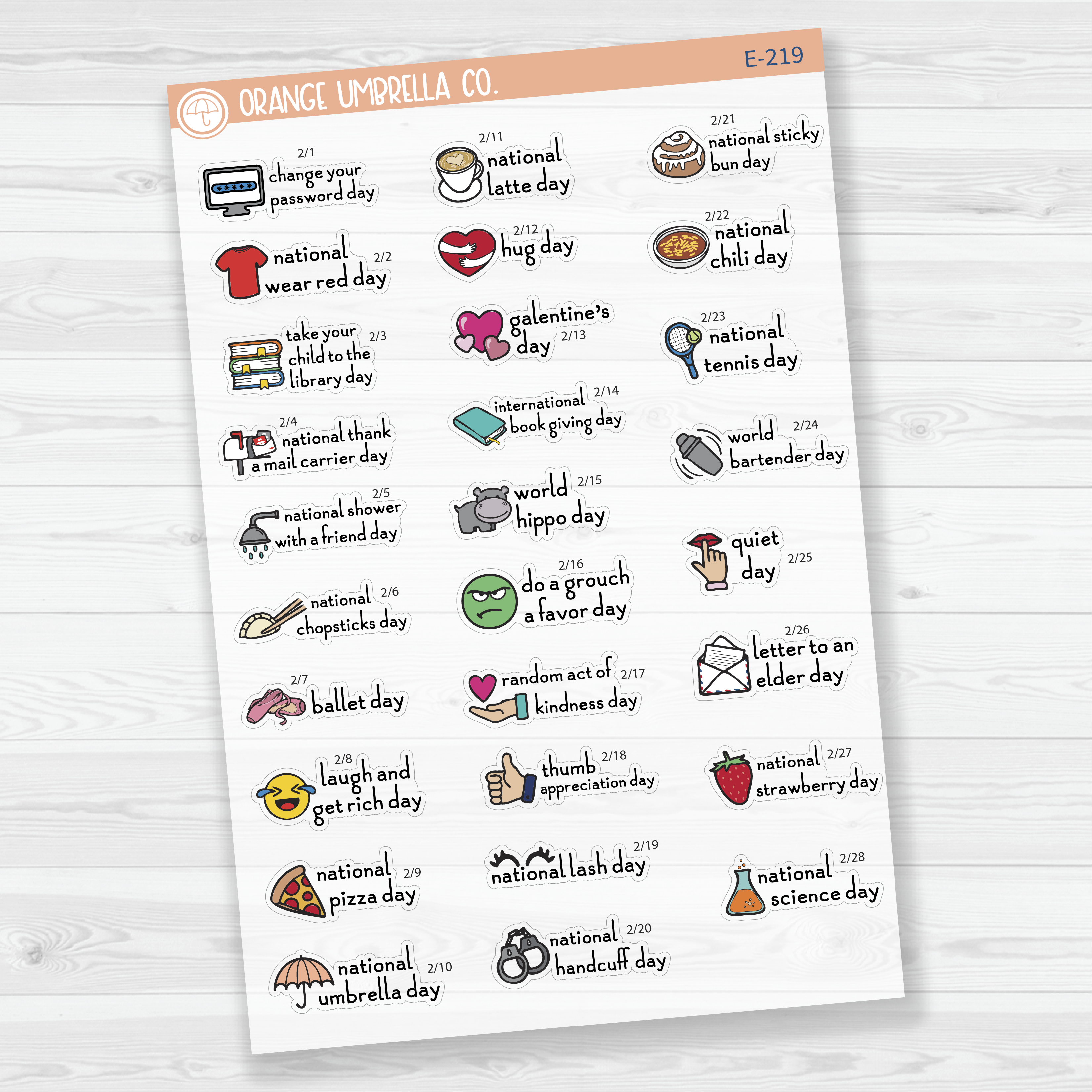 February Wacky Holidays Script Planner Stickers | F16 | E-219