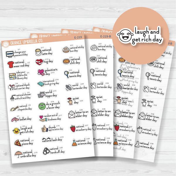 February Wacky Holidays Script Planner Stickers | F16 | E-219