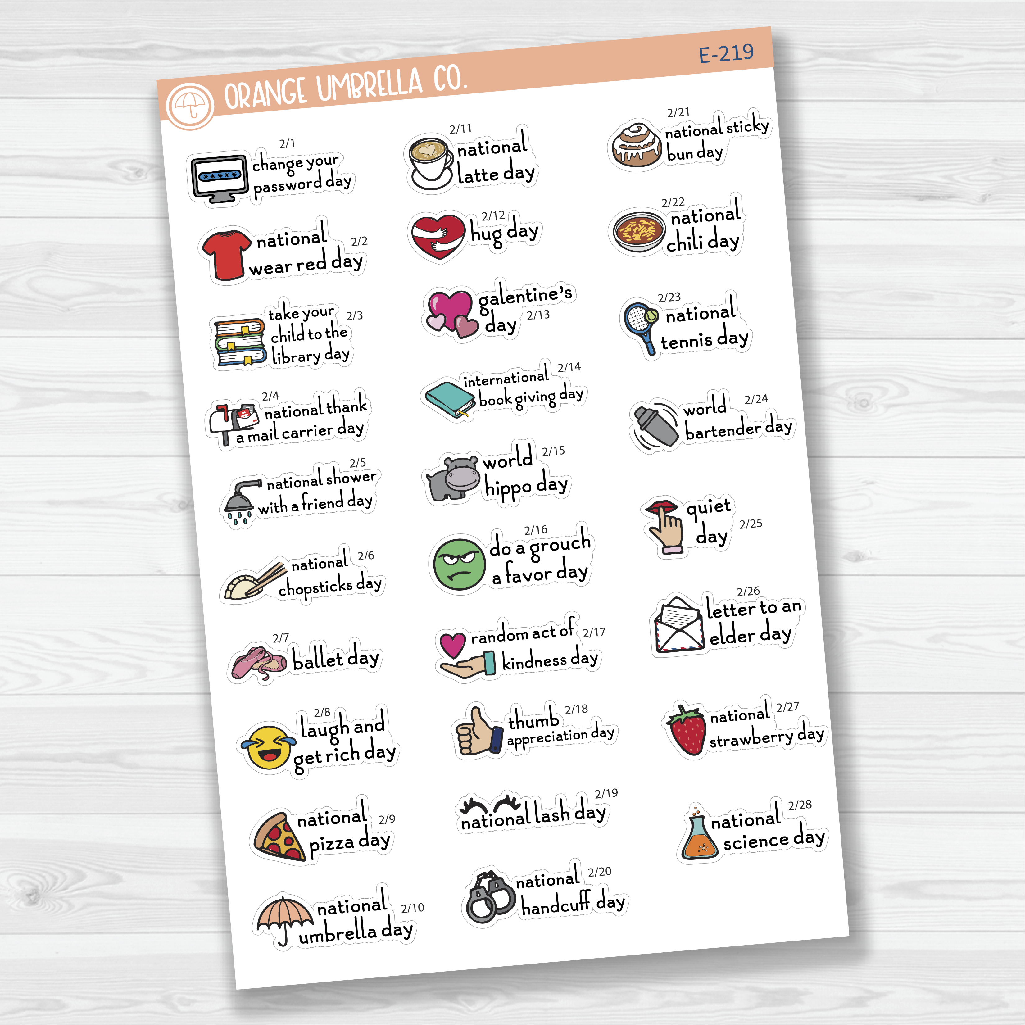 February Wacky Holidays Script Planner Stickers | F16 | E-219