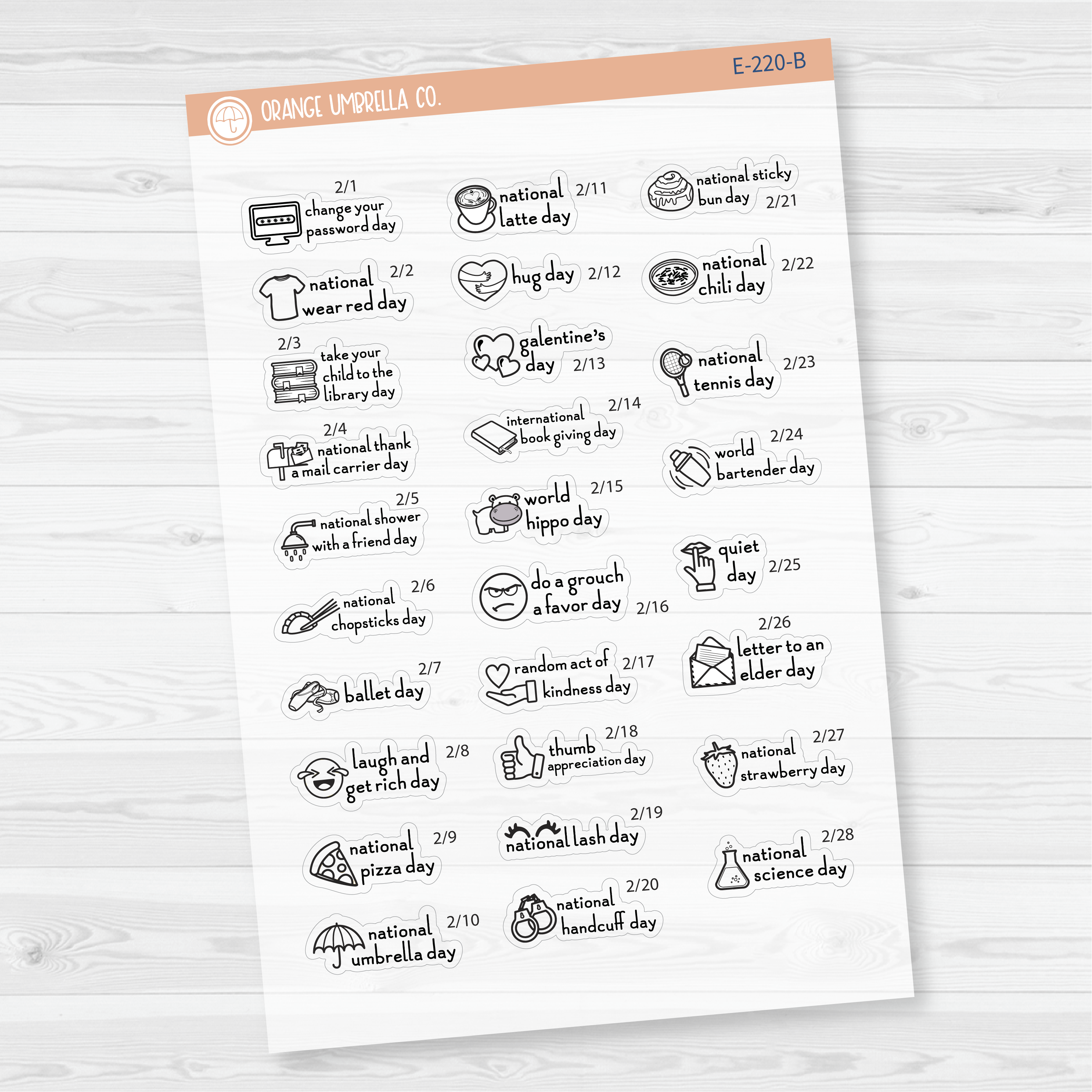 February Wacky Mini Holidays Script Planner Stickers | F16 | E-220
