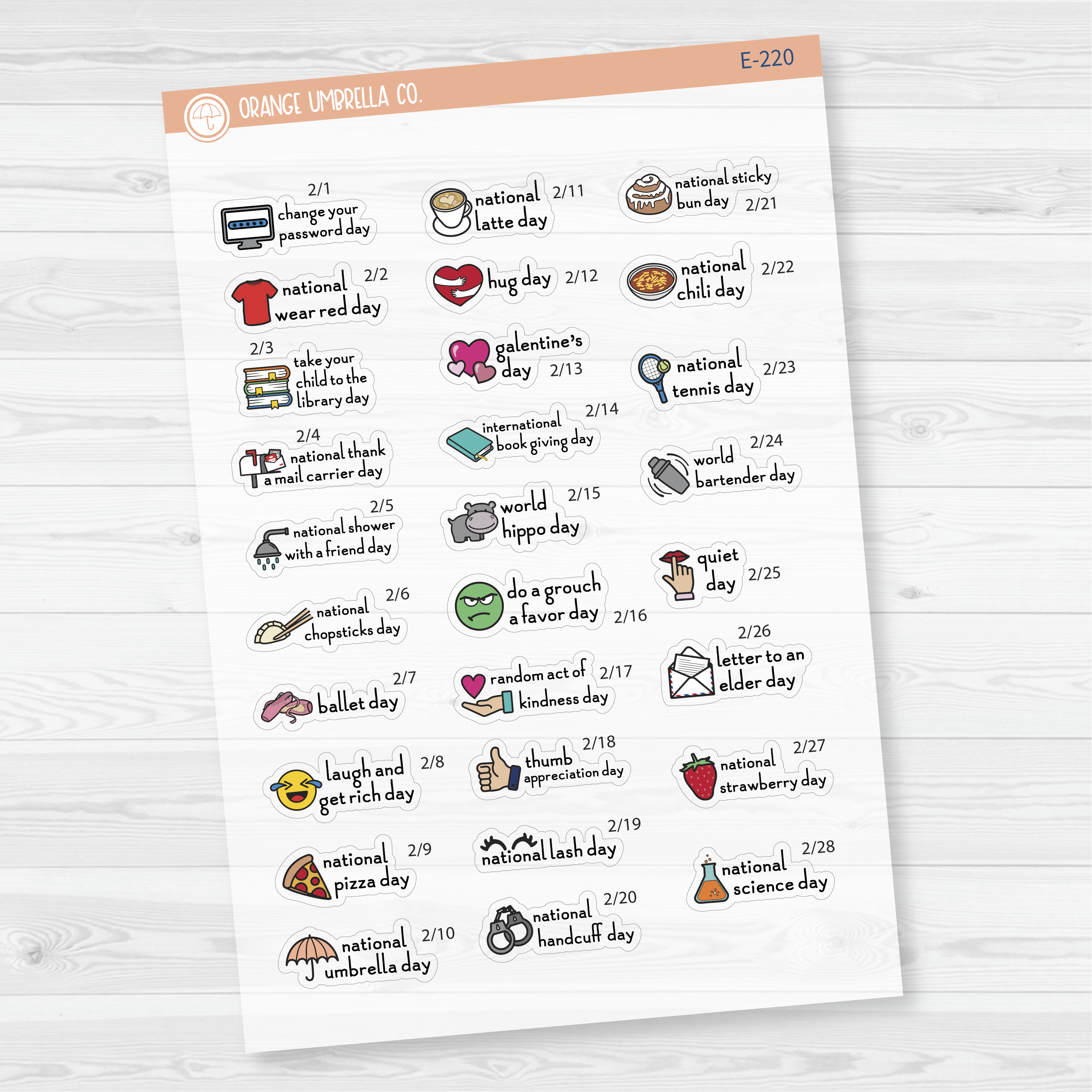 February Wacky Mini Holidays Script Planner Stickers | F16 | E-220