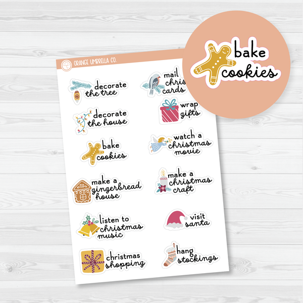 Christmas/Winter Holiday Bucket List Event Planner Stickers | F16 | E-221
