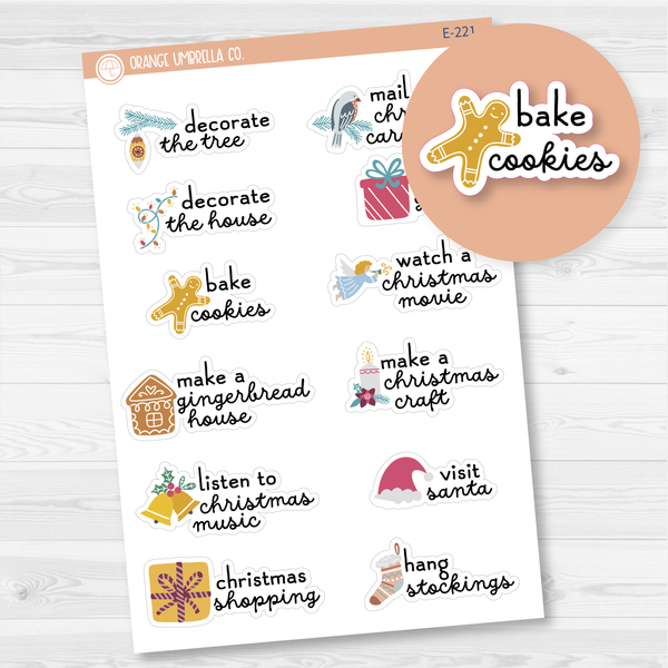 Christmas/Winter Holiday Bucket List Event Planner Stickers | F16 | E-221