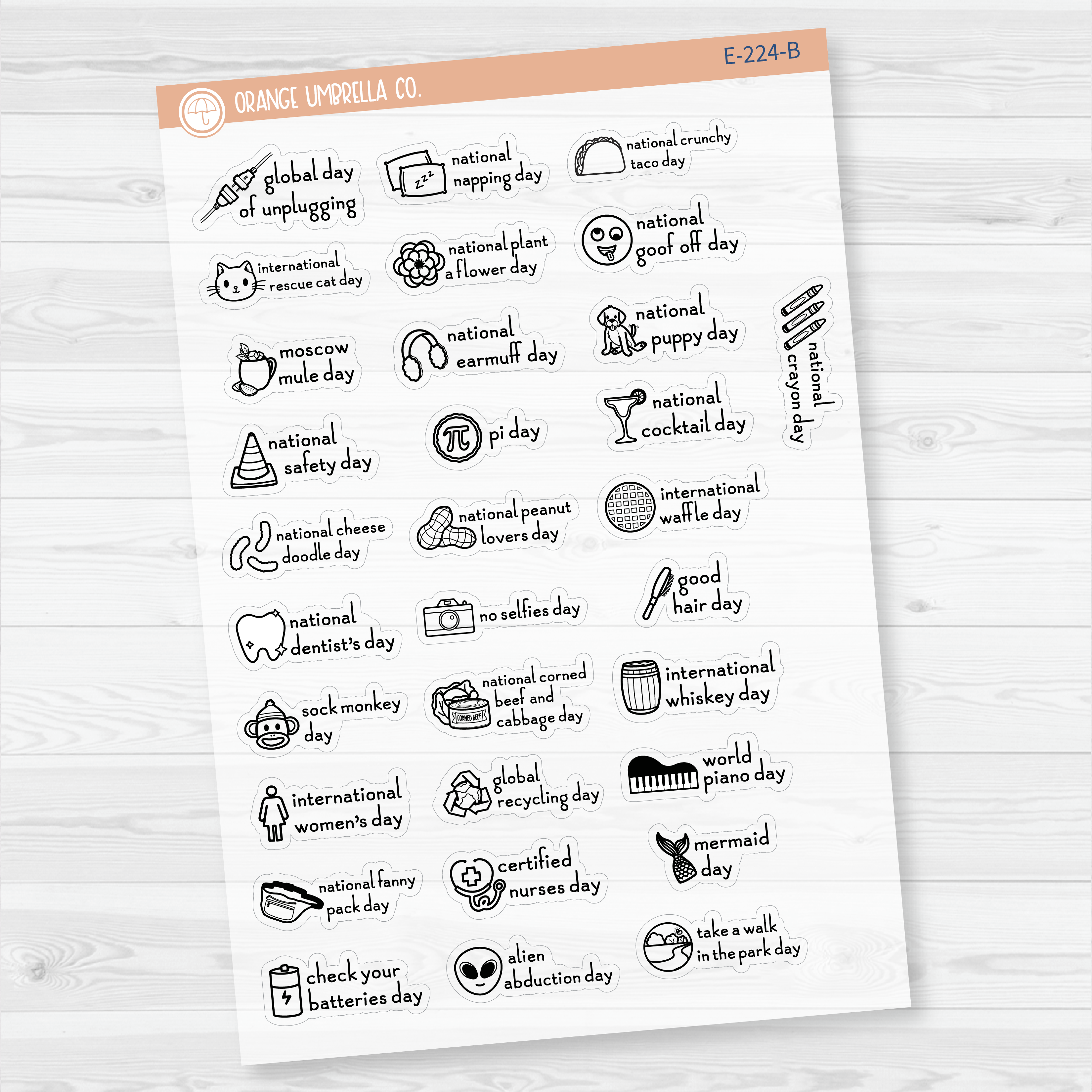 March Wacky Holidays Mini Script Planner Stickers | F16 | E-224