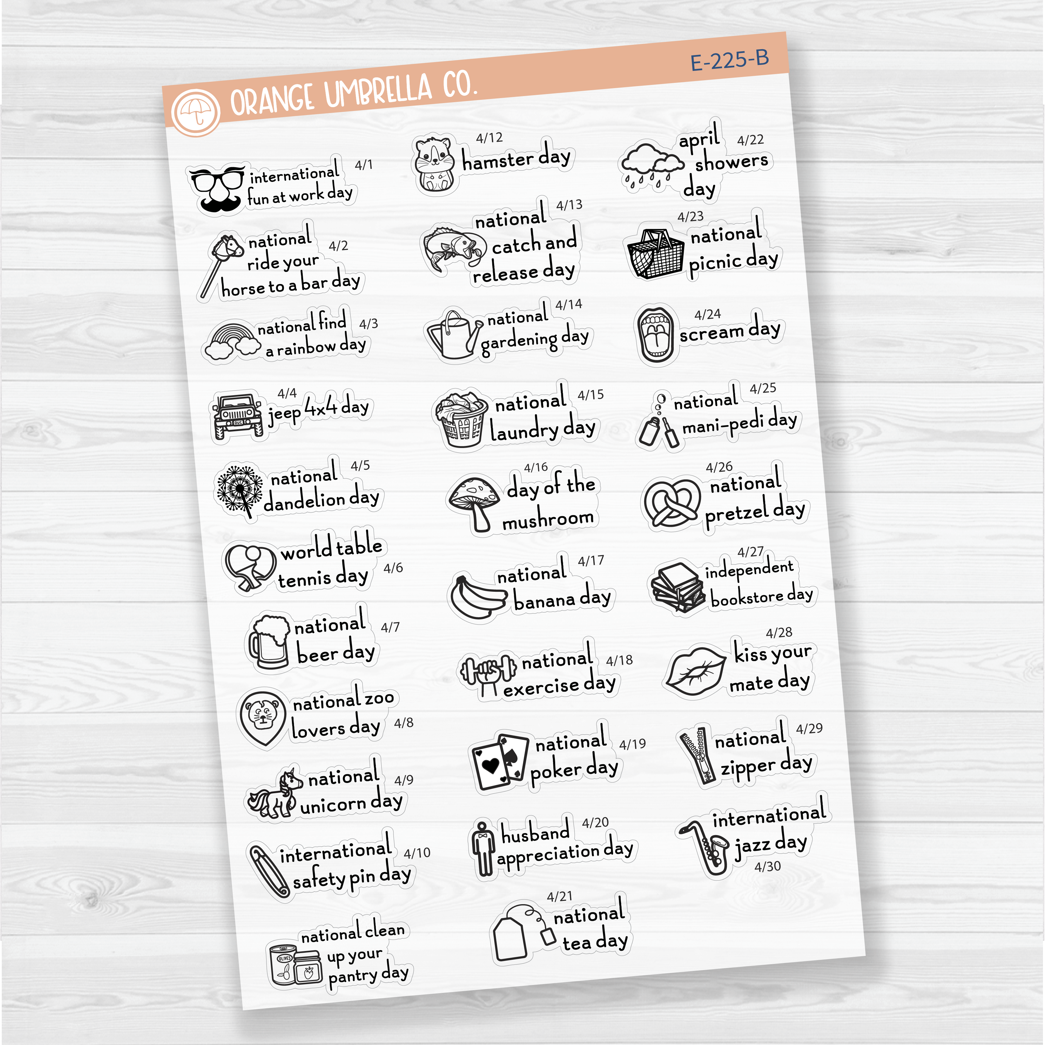 April Wacky Holidays Script Planner Stickers | F16 | E-225