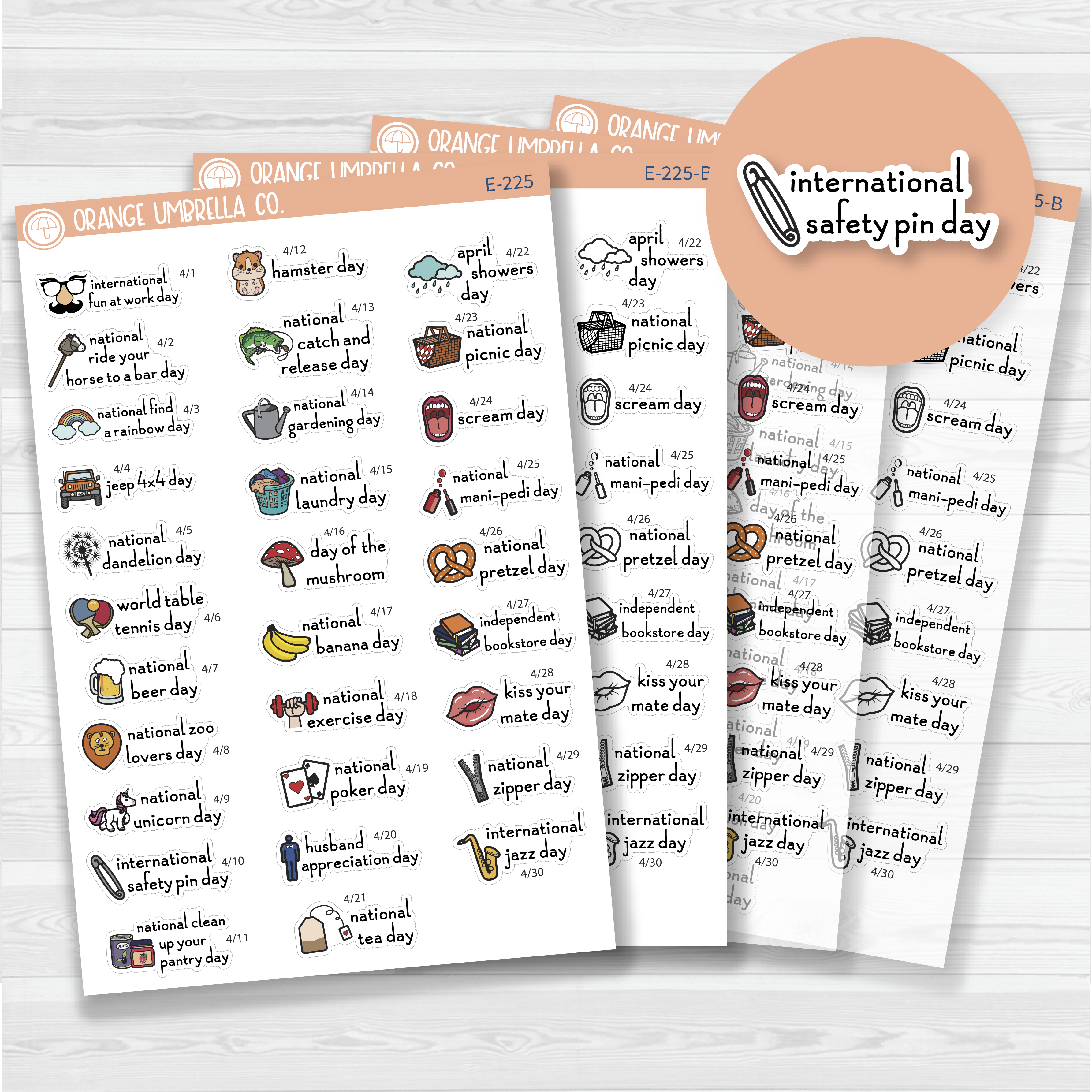 April Wacky Holidays Script Planner Stickers | F16 | E-225