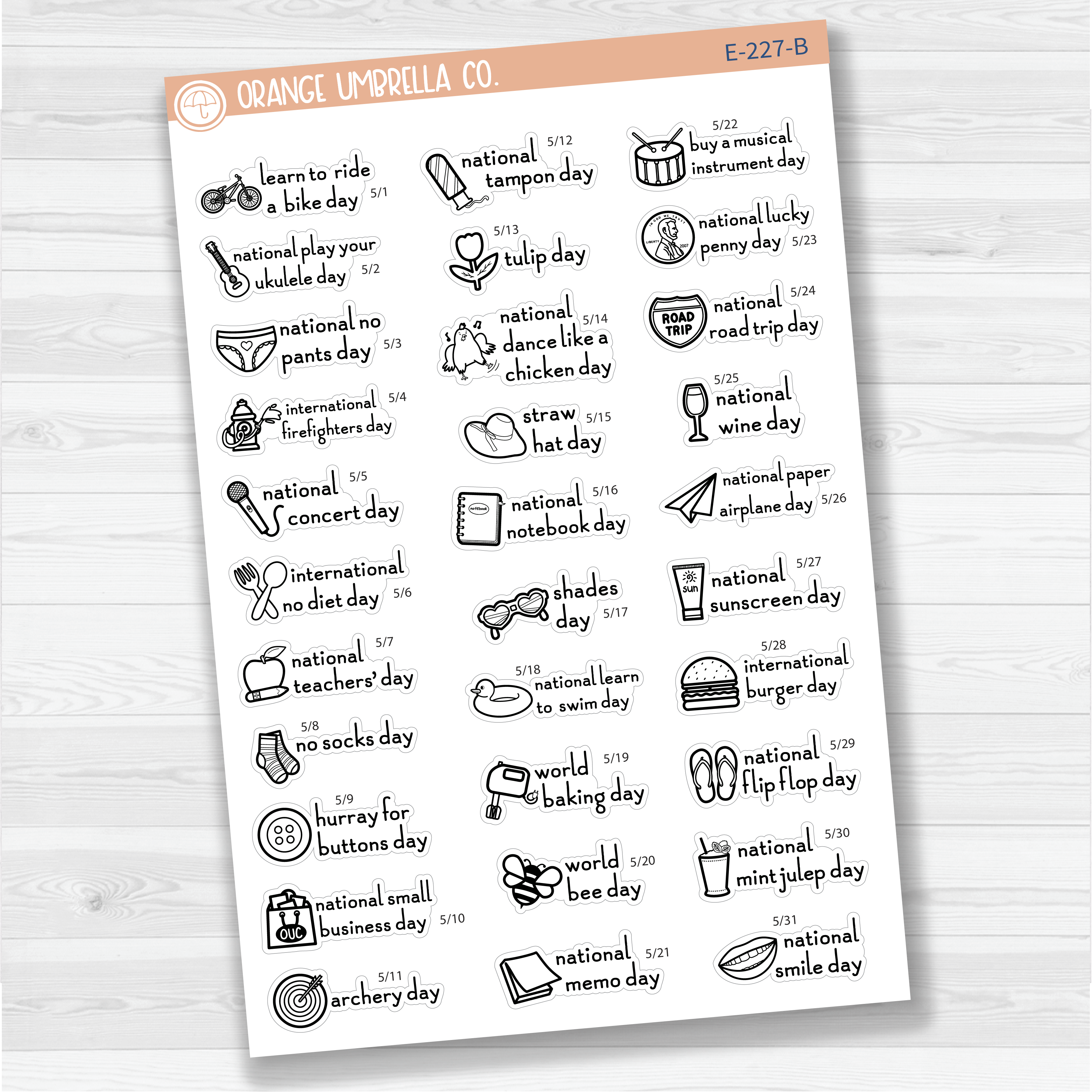 May Wacky Holidays Script Planner Stickers | F16 | E-227