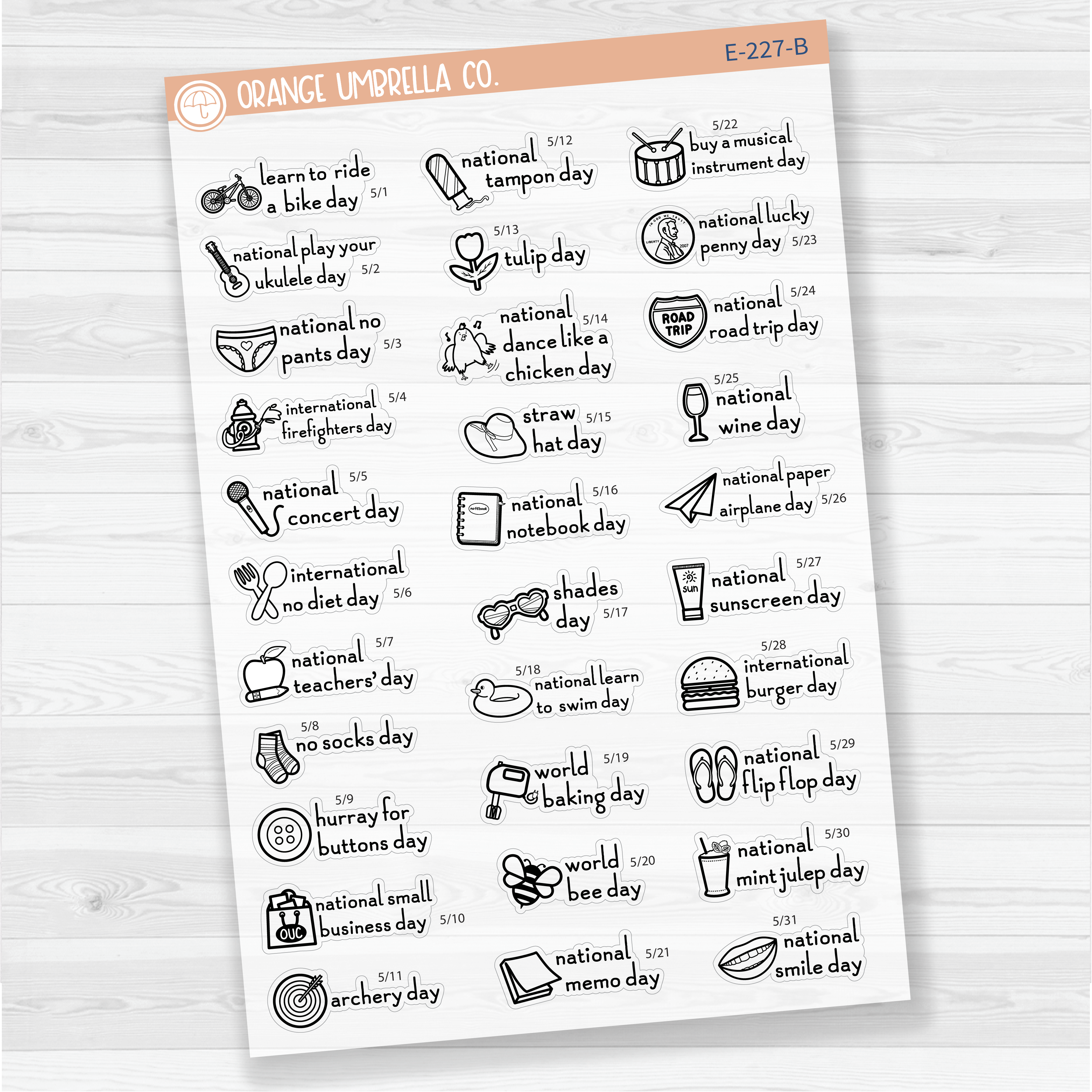May Wacky Holidays Script Planner Stickers | F16 | E-227