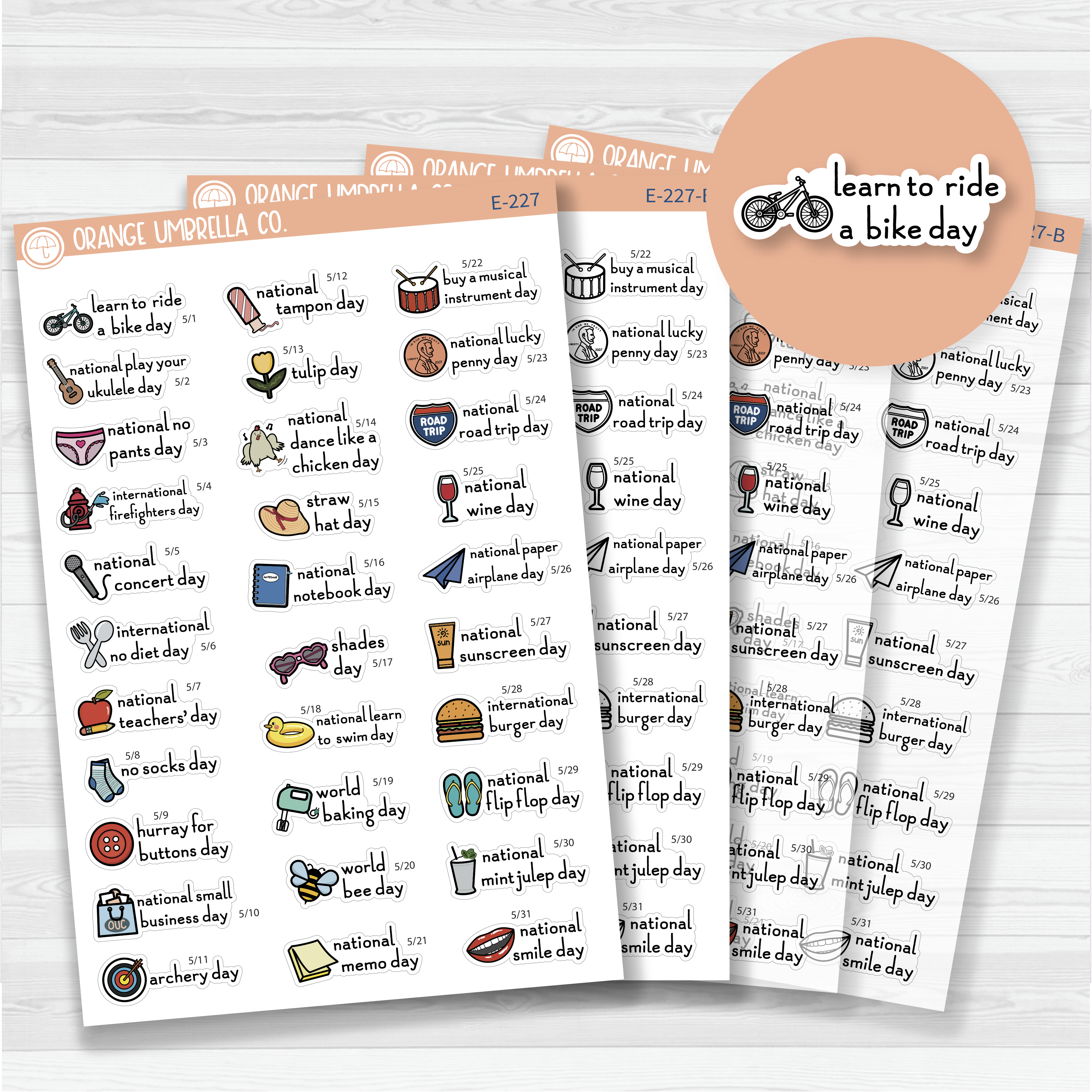 May Wacky Holidays Script Planner Stickers | F16 | E-227