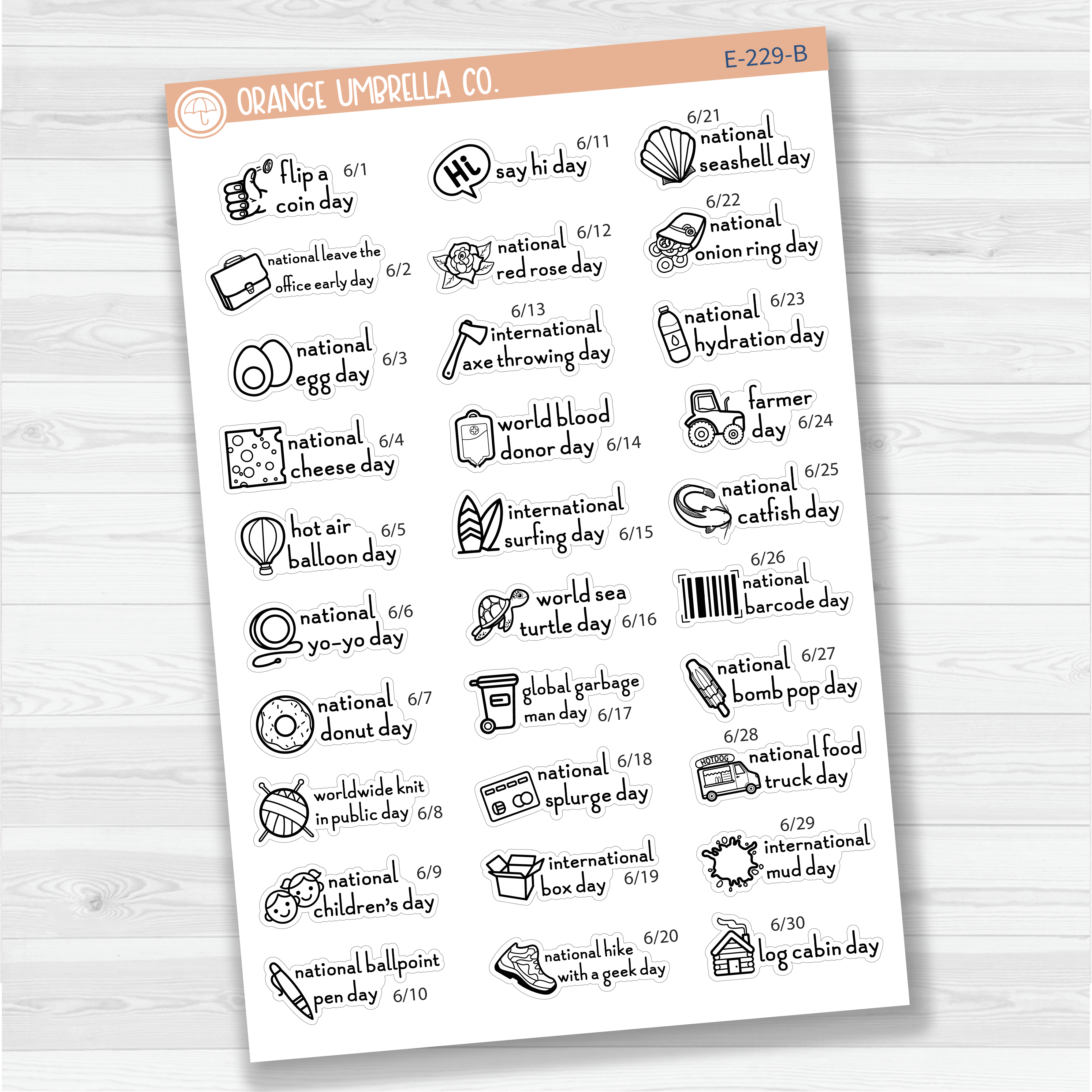 June Wacky Holidays Script Planner Stickers | F16 | E-229