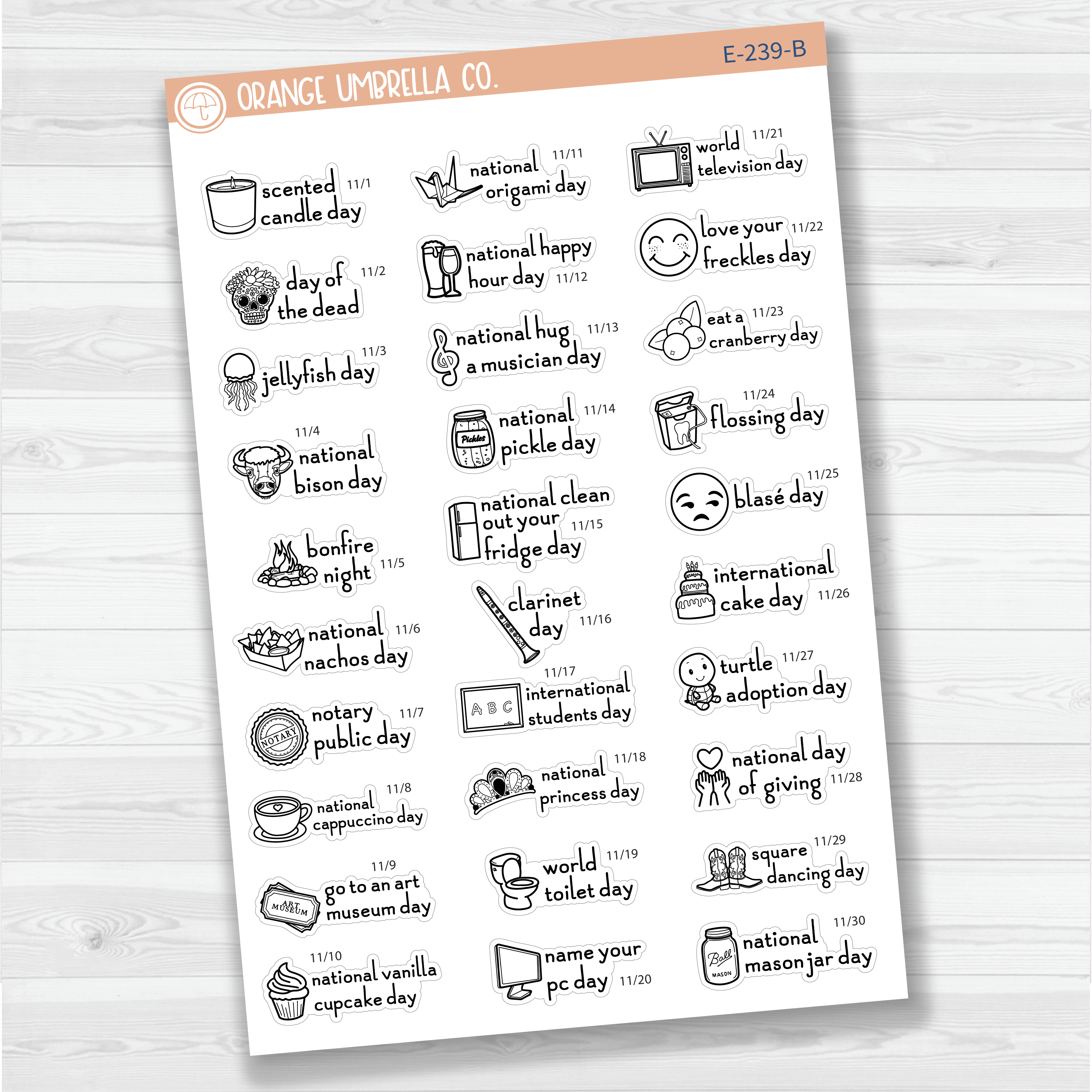 November Wacky Holidays Script Planner Stickers | F16 | E-239