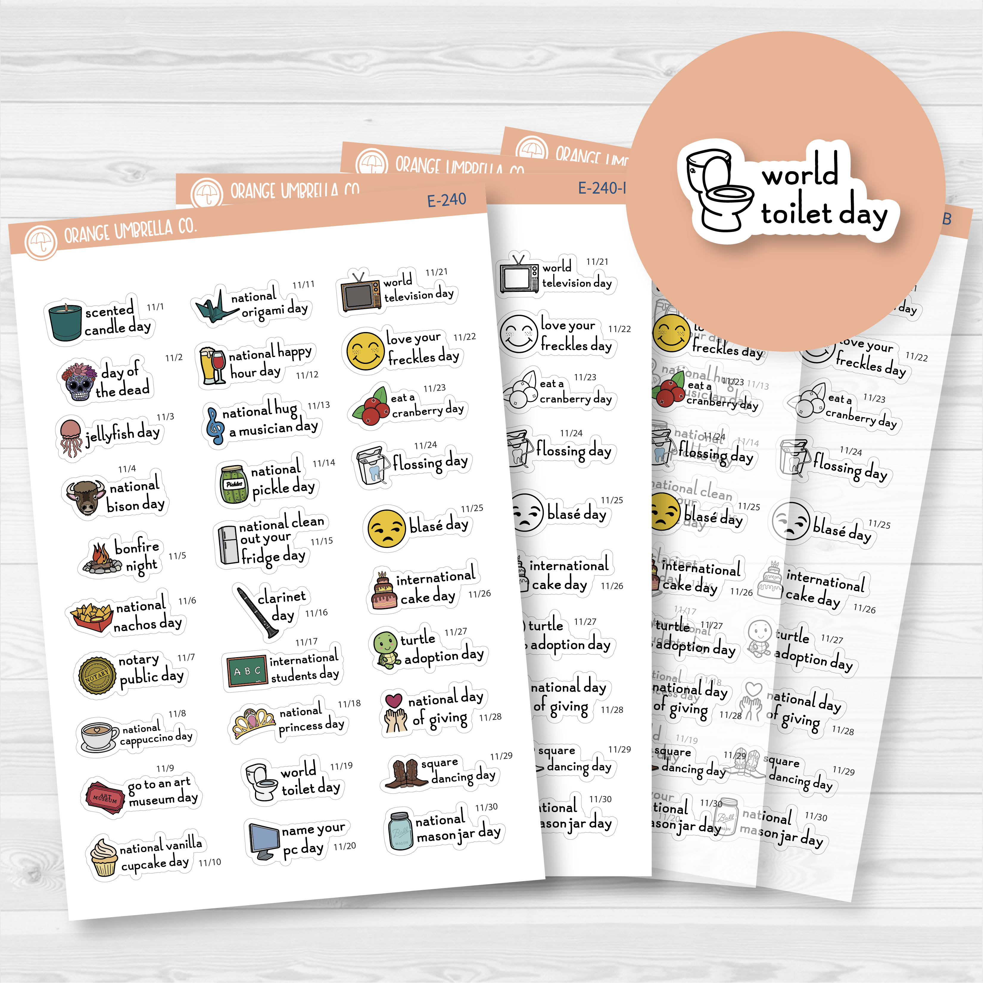November Wacky Holidays Mini Script Planner Stickers | F16 | E-240