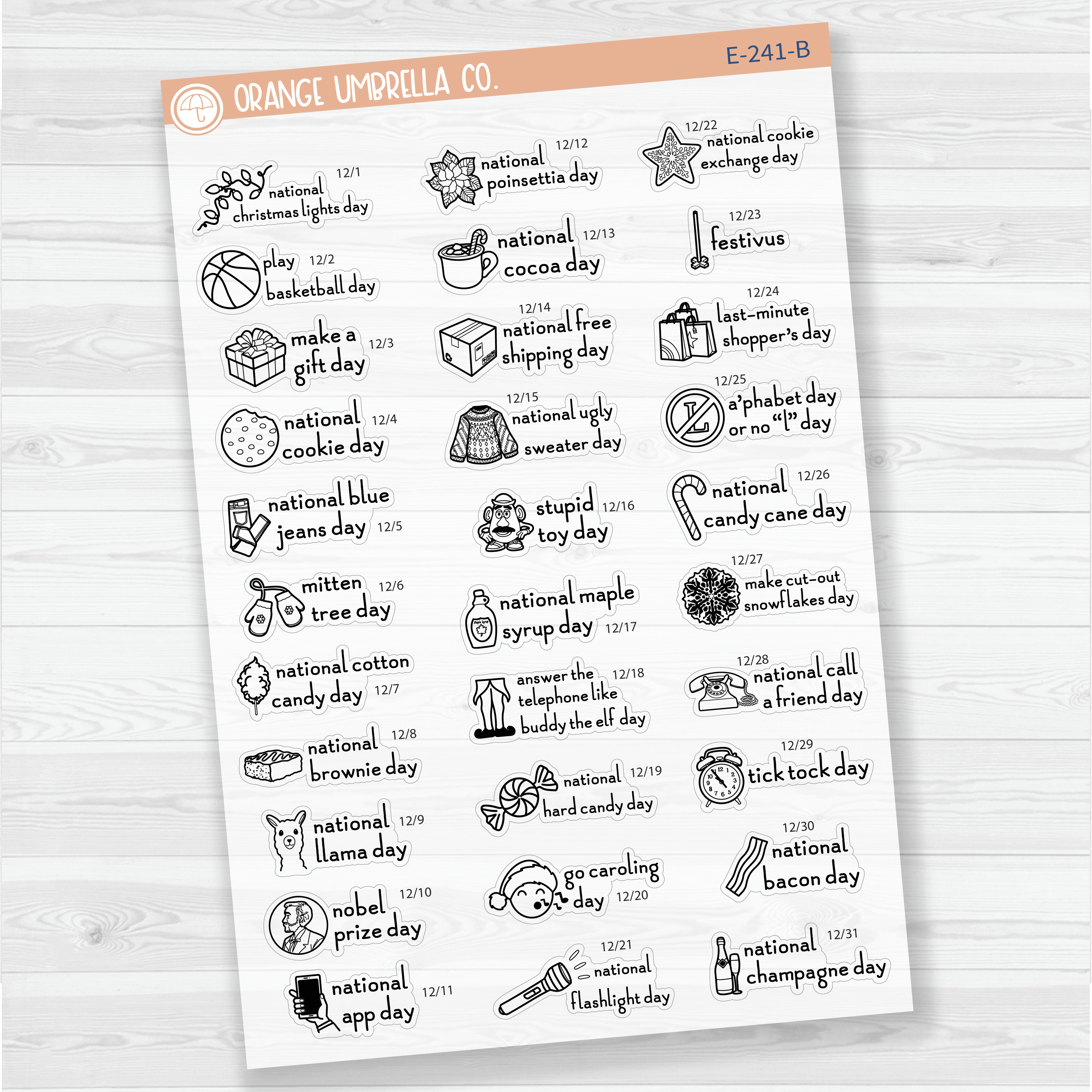 December Wacky Holidays Script Planner Stickers | F16 | E-241