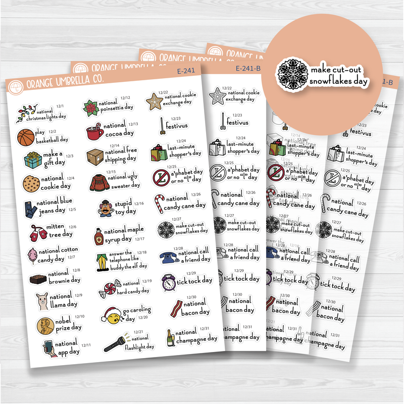 December Wacky Holidays Script Planner Stickers | F16 | E-241