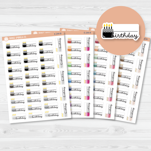 Birthday Fill In Cake & Candles Icon Script Planner Stickers | F16 | E-244