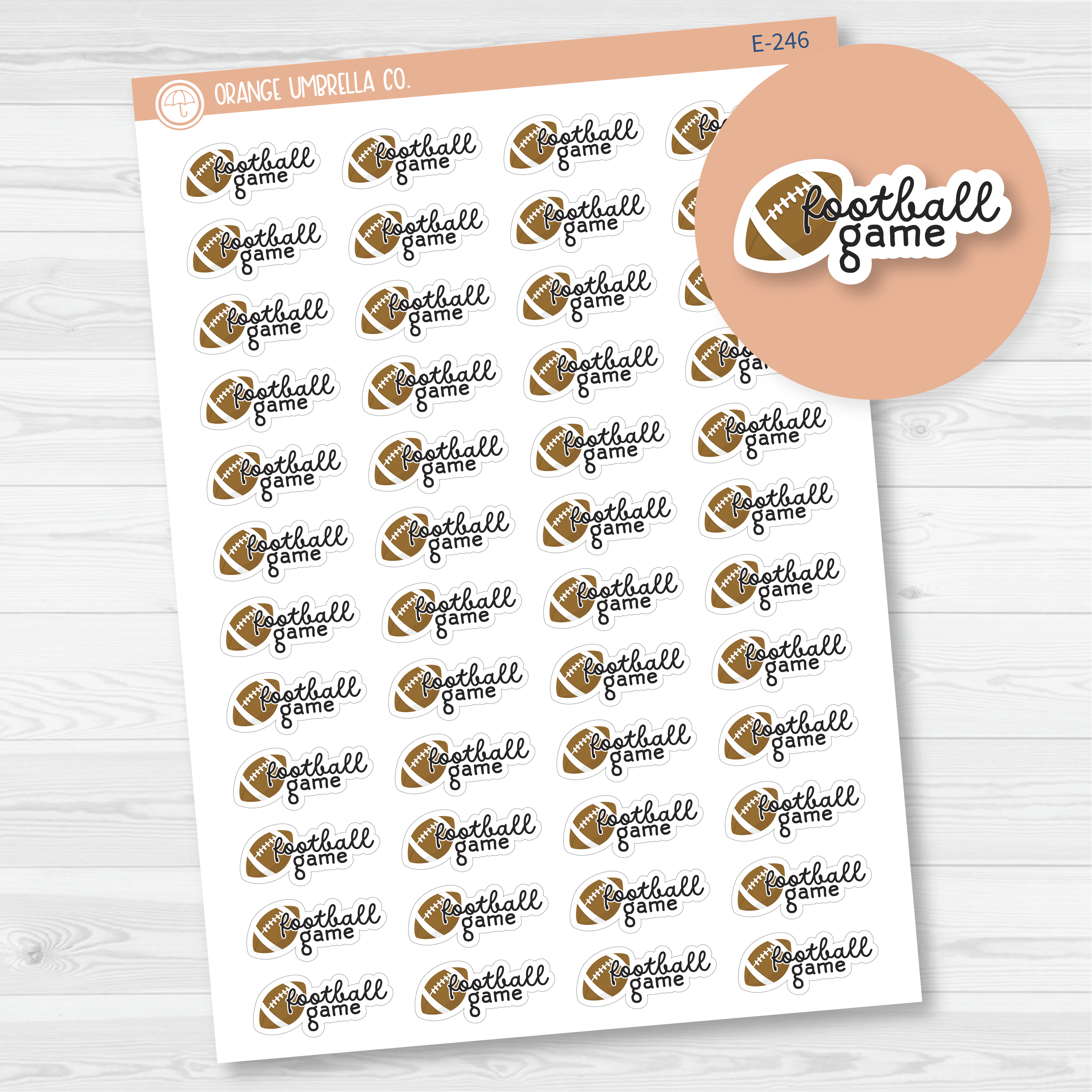 Football Game Event Planner Stickers | F16 | E-246
