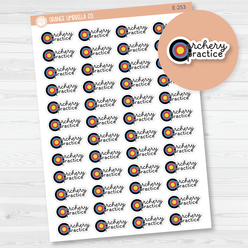 Archery Practice Event Target Icon Script Planner Stickers | F16 | E-253