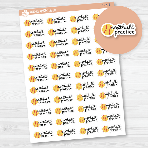 Softball Practice Event Label Planner Stickers | F16 | E-271