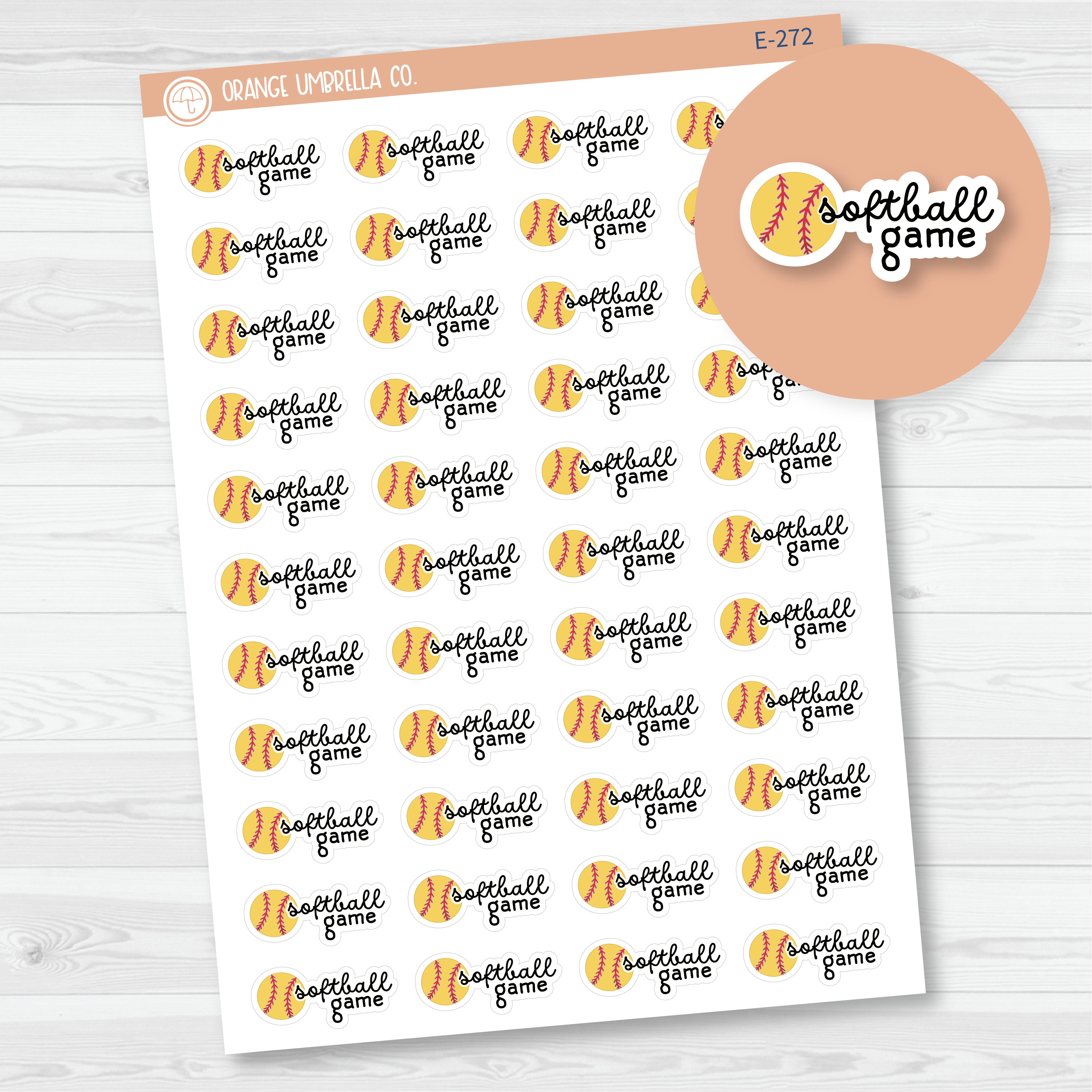 Softball Game Event Label Planner Stickers | F16 | E-272
