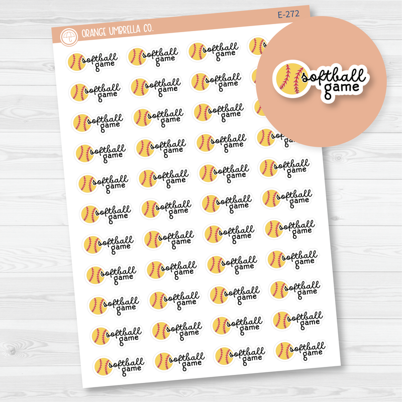 Softball Game Event Label Planner Stickers | F16 | E-272