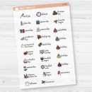 Doodle Holidays | Mini Icon & Script Planner Stickers July-December | F16 | E-280