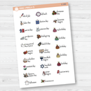 Doodle Holidays | Mini Icon & Script Planner Stickers July-December | F16 | E-280