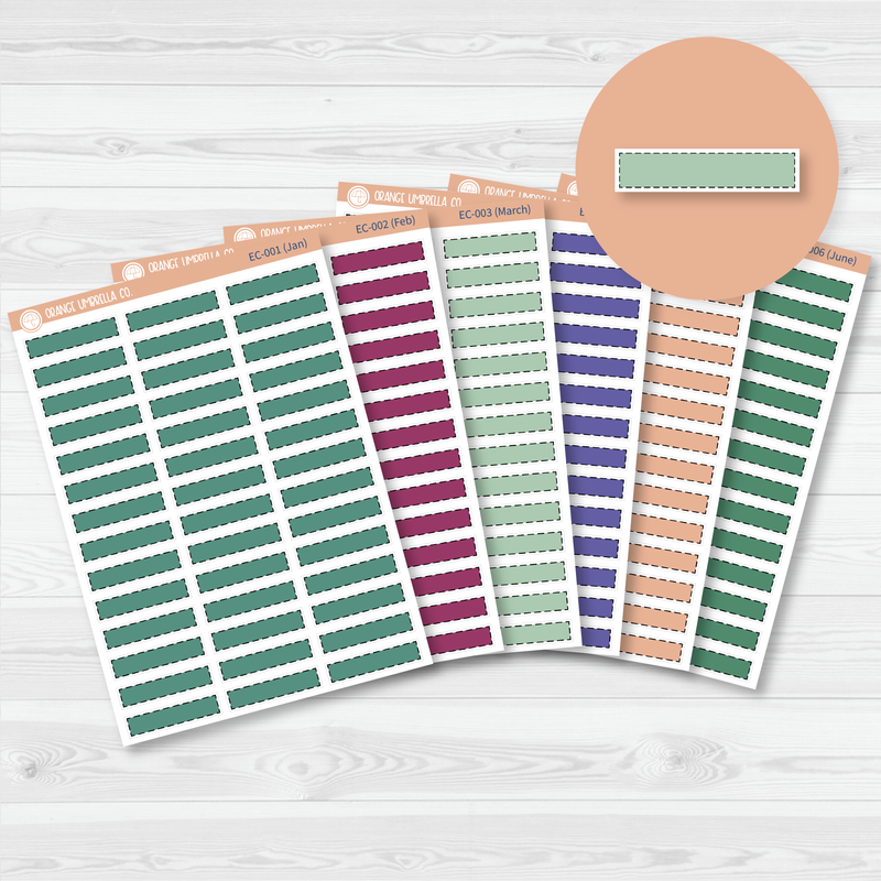 Stitched Skinny Label Planner Stickers | EC Palette Jan to June | EC-001-006