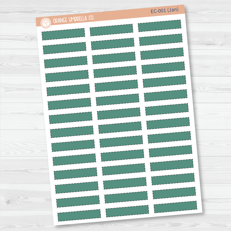 Stitched Skinny Label Planner Stickers | EC Palette Jan to June | EC-001-006