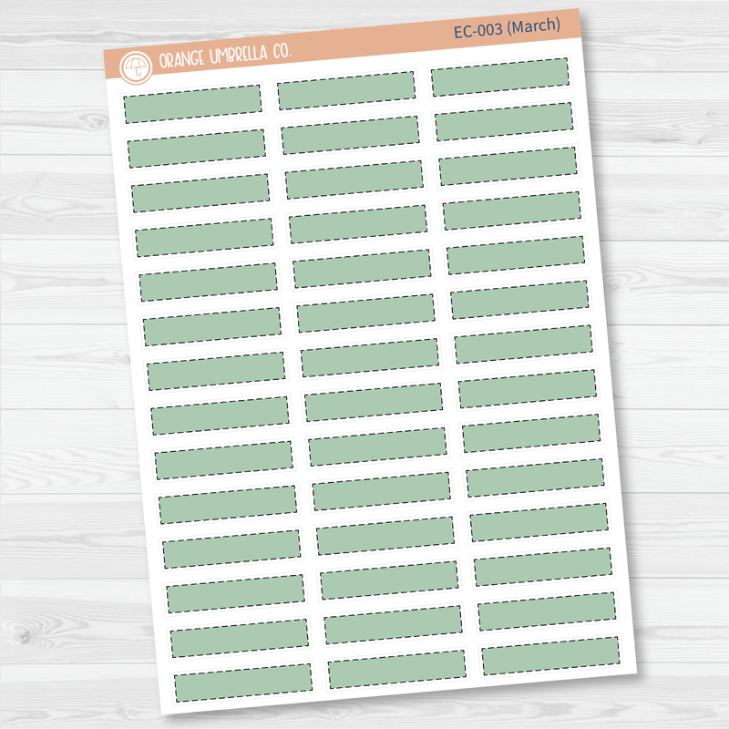 Stitched Skinny Label Planner Stickers | EC Palette Jan to June | EC-001-006